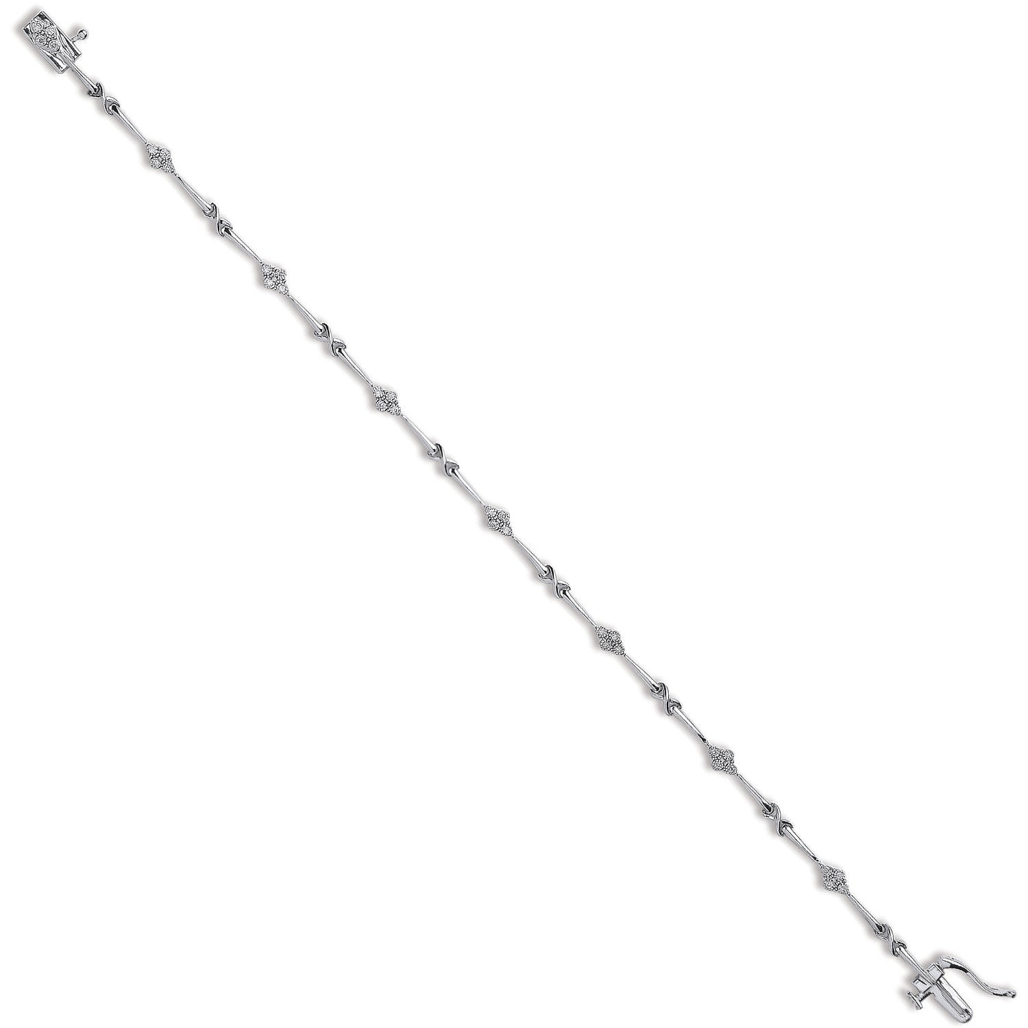 9ct White Gold 0.15ct Diamond Bracelet - 9ct Gold