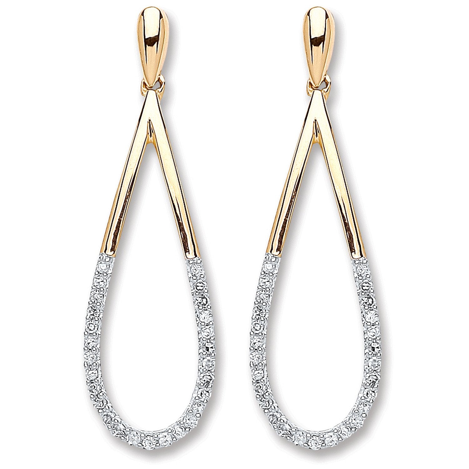 9ct Yellow Gold 0.15ct Dia Drop Earrings