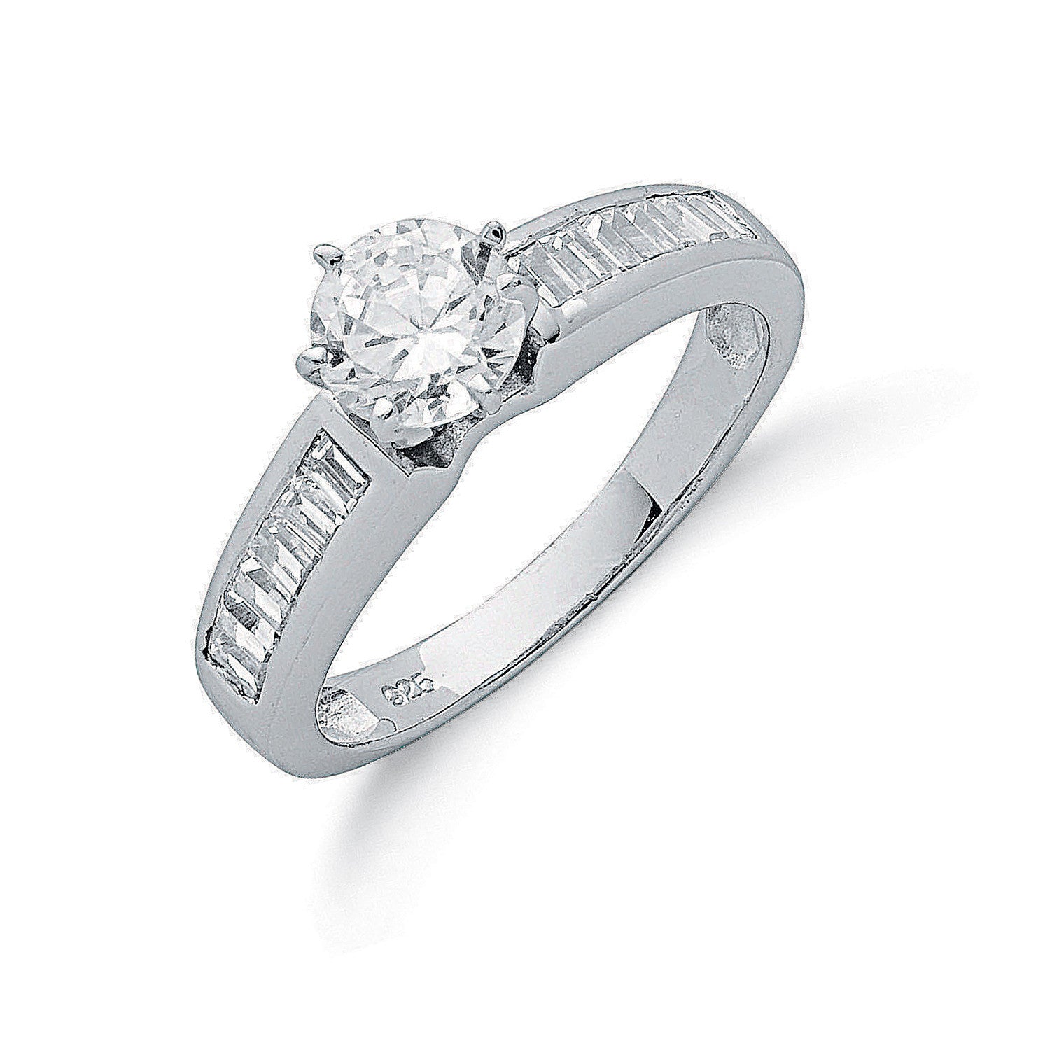 Silver Claw Set Cubic Zirconia Solitaire Ring - Silver