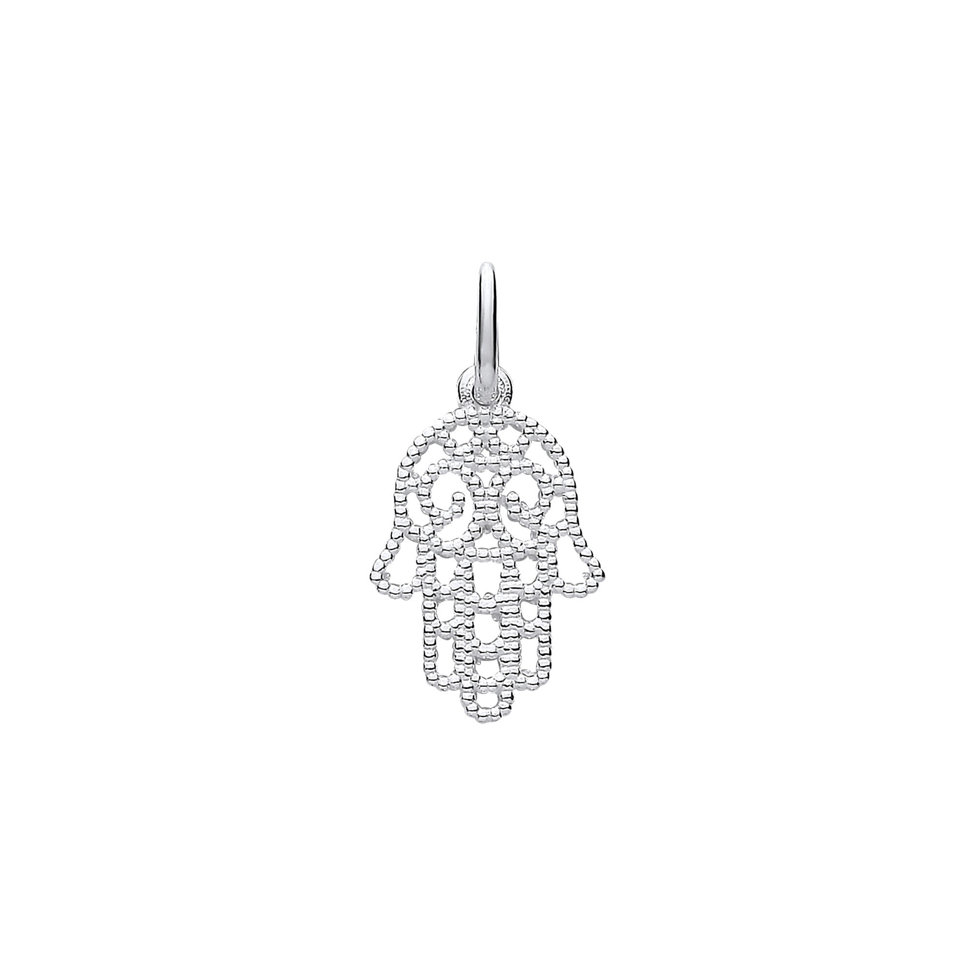 Silver Hamsa Hand Beaded Pendant