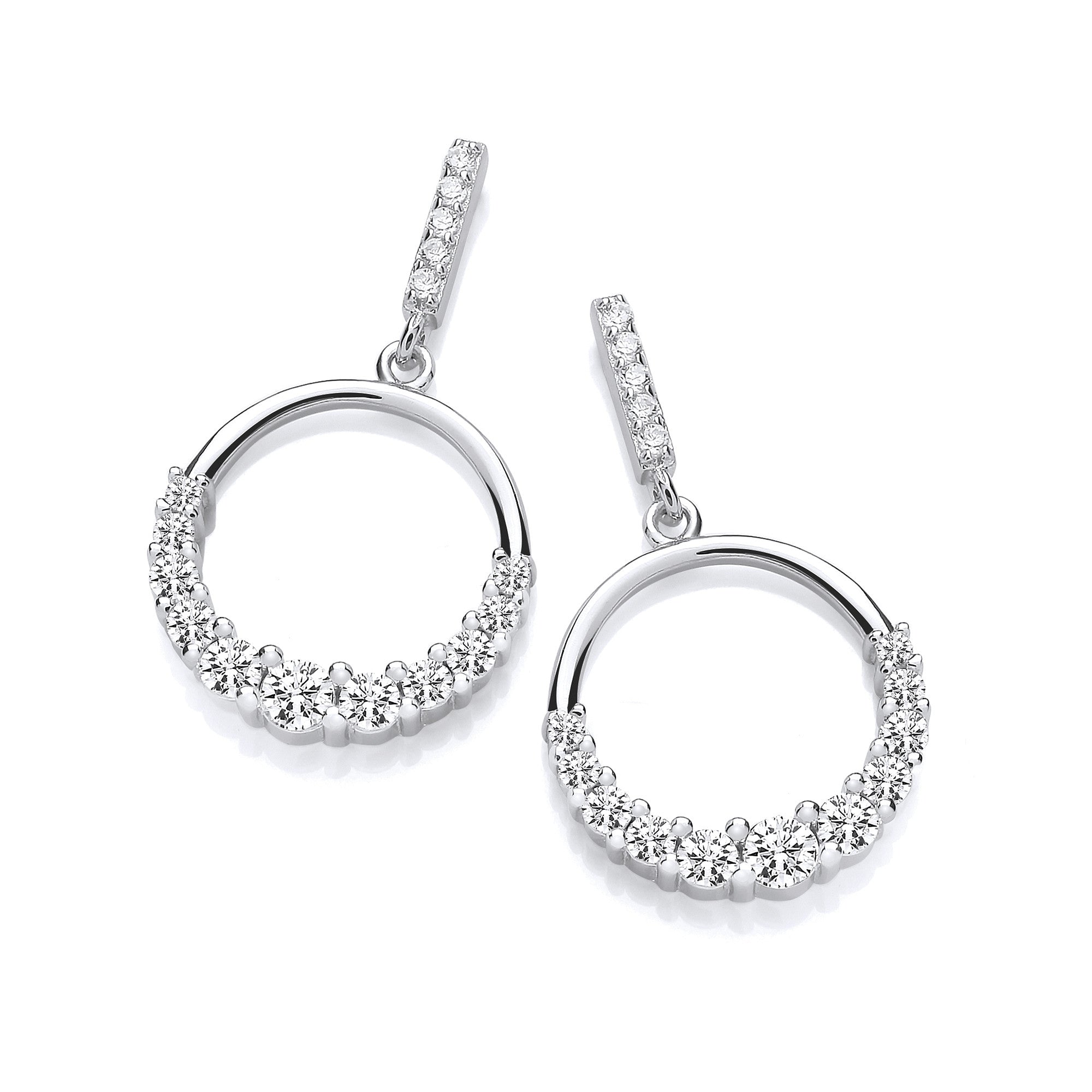 Circle of Life with Graduated Cubic Zirconias Silver Drop Earrings
