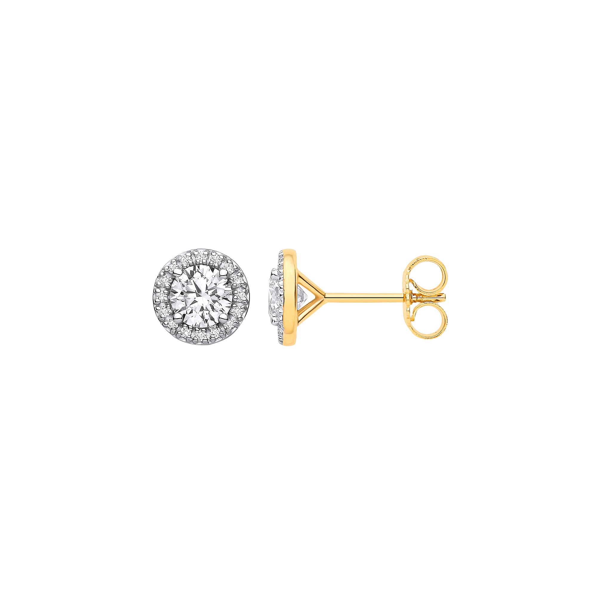 9ct Yellow Gold 1.16ctw LAB GROWN Diamond Halo Earrings IGI Certified