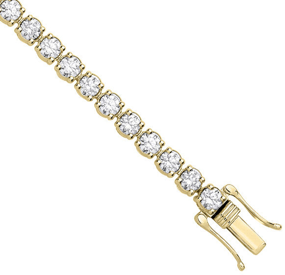 9ct Yellow Gold 7.00ctw LAB GROWN Diamond Tennis Bracelet White GoldI Certified