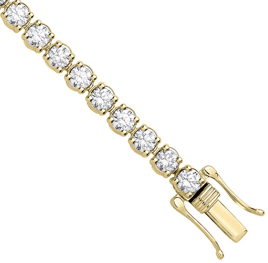 9ct Yellow Gold 10.00ctw LAB GROWN Diamond Tennis Bracelet White GoldI Certified