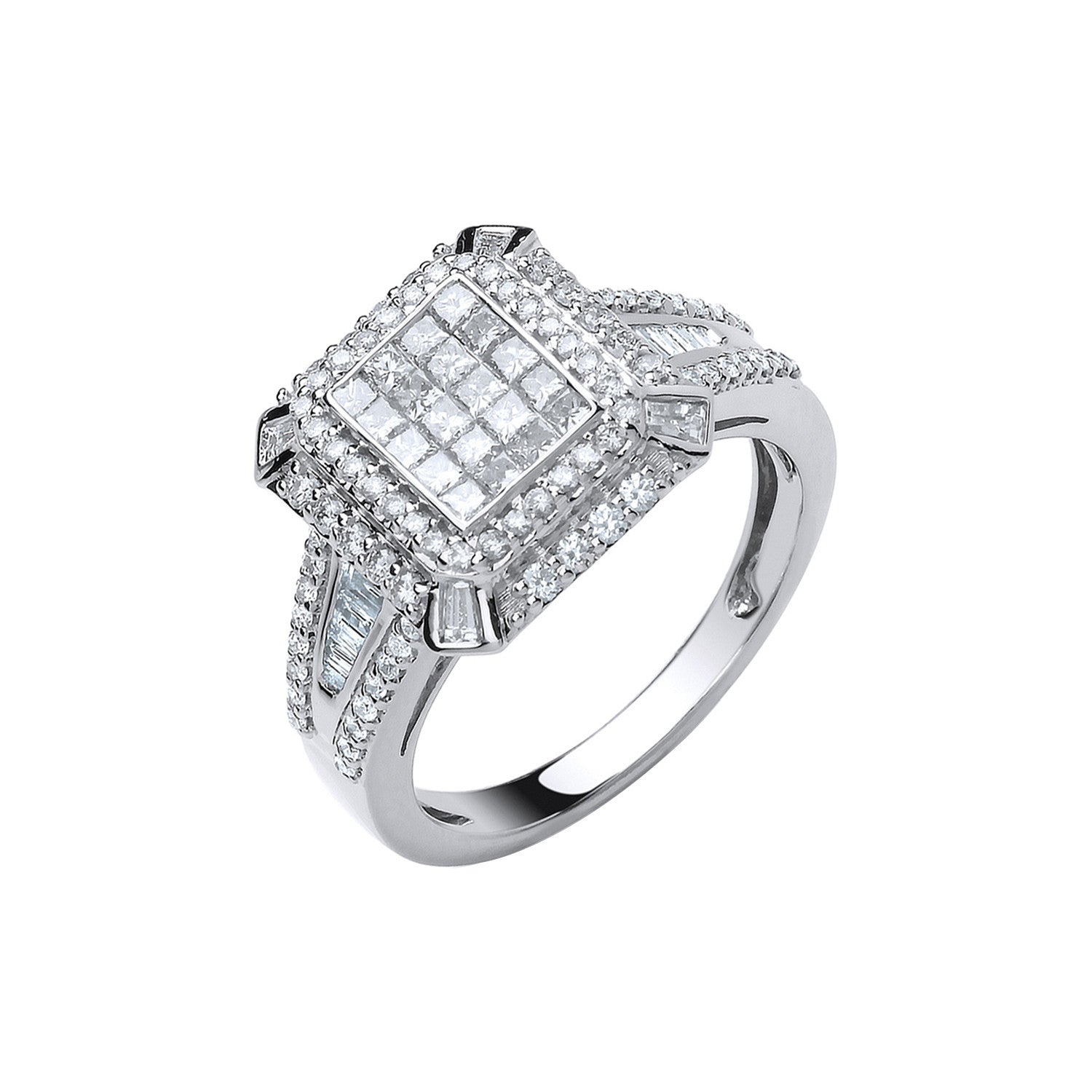 18ct White Gold 1.00ct H-SI Diamond Fancy Ring - 18ct Gold