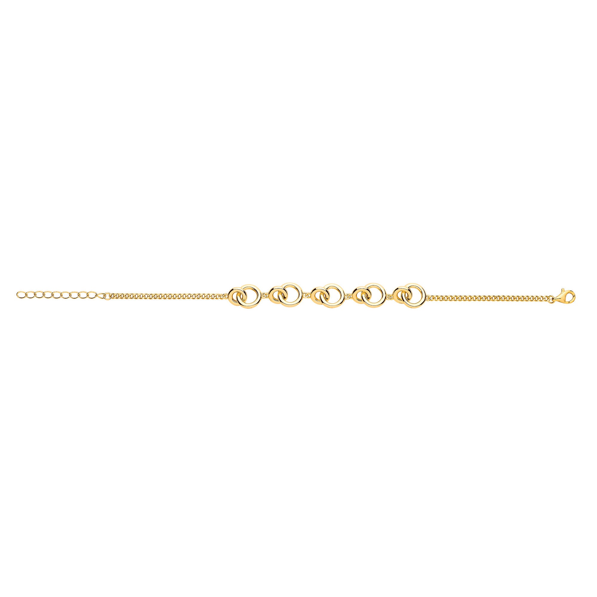 Silver Yellow Gold Plated Interlocking Circle Bracelet