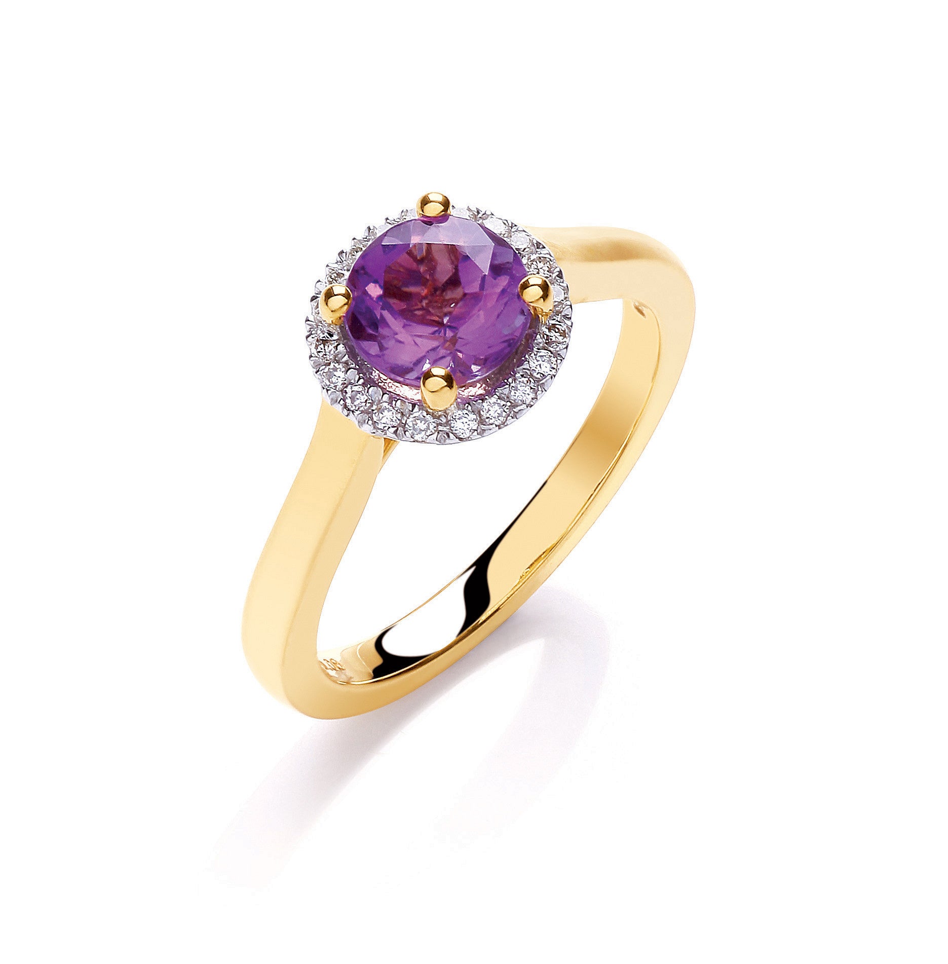 9ct Yellow Gold 0.08ct Diamond 0.75-1.00ct Amethyst Ring - 9ct Gold