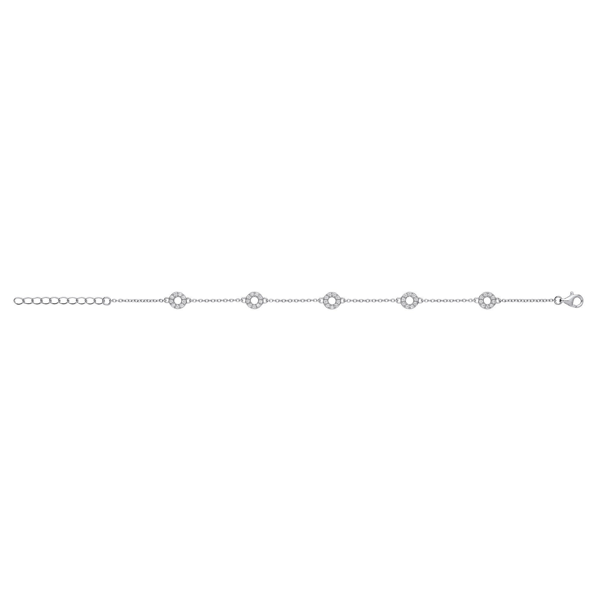 Silver Circles with Cubic Zirconias Ladies Bracelet