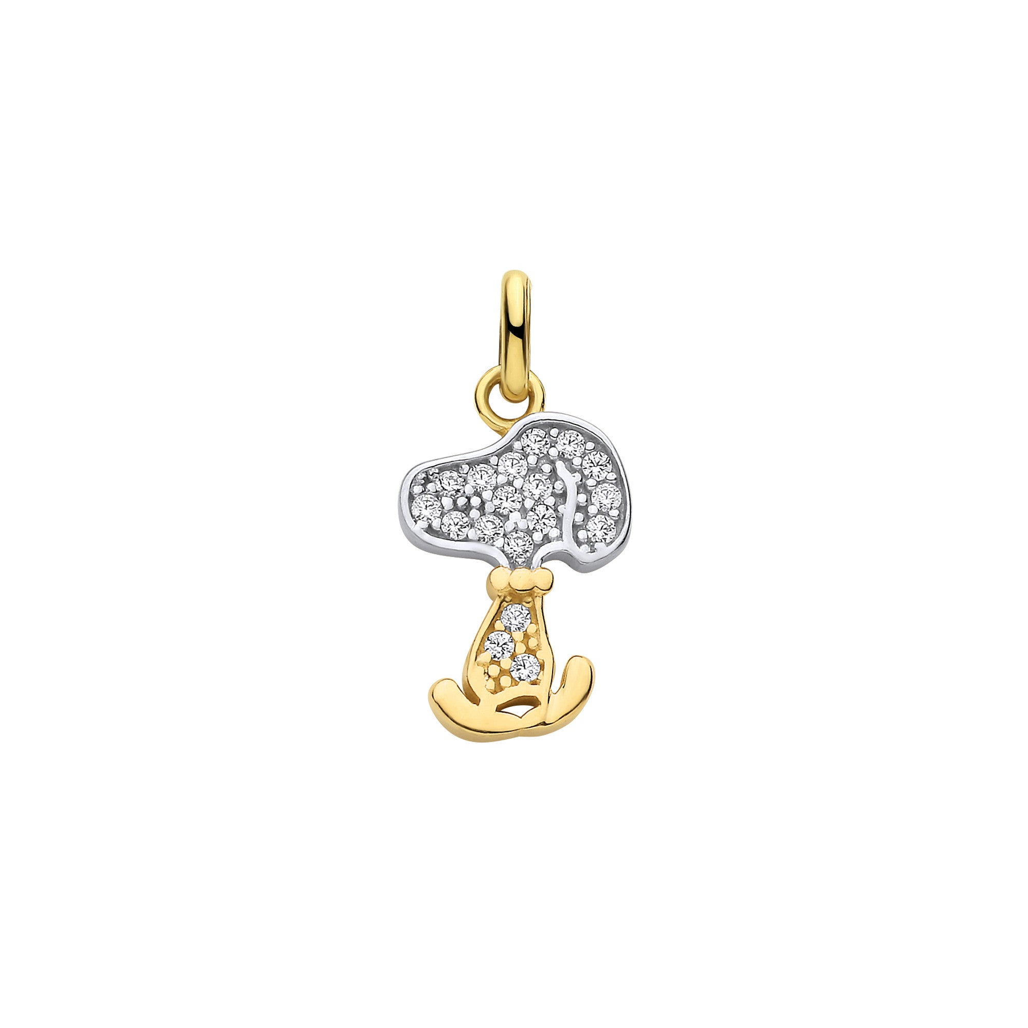 Yellow Gold Snoopy Cubic Zirconia Pendant