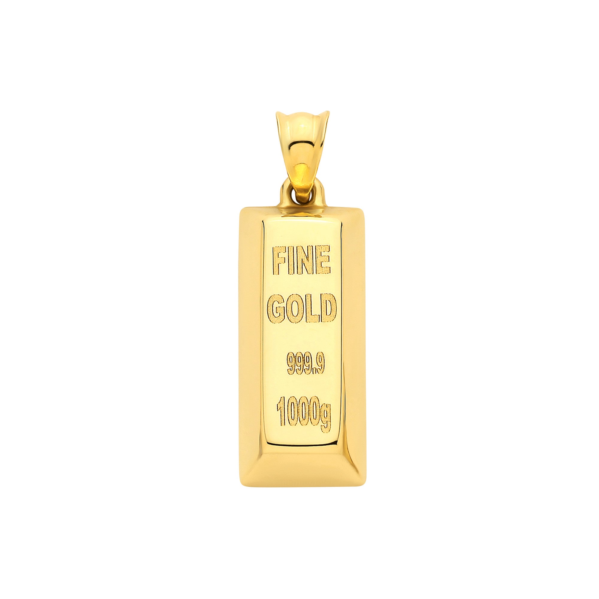 Yellow Gold Gold Bar Hollow Pendant