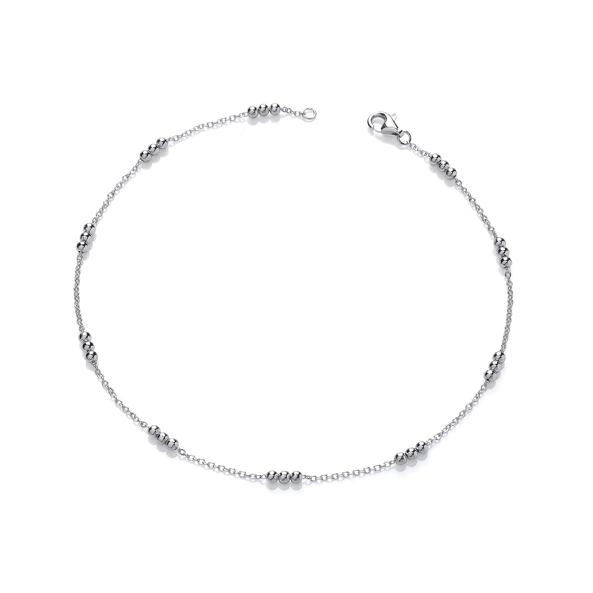 Silver Triple Beaded Ladies Anklet