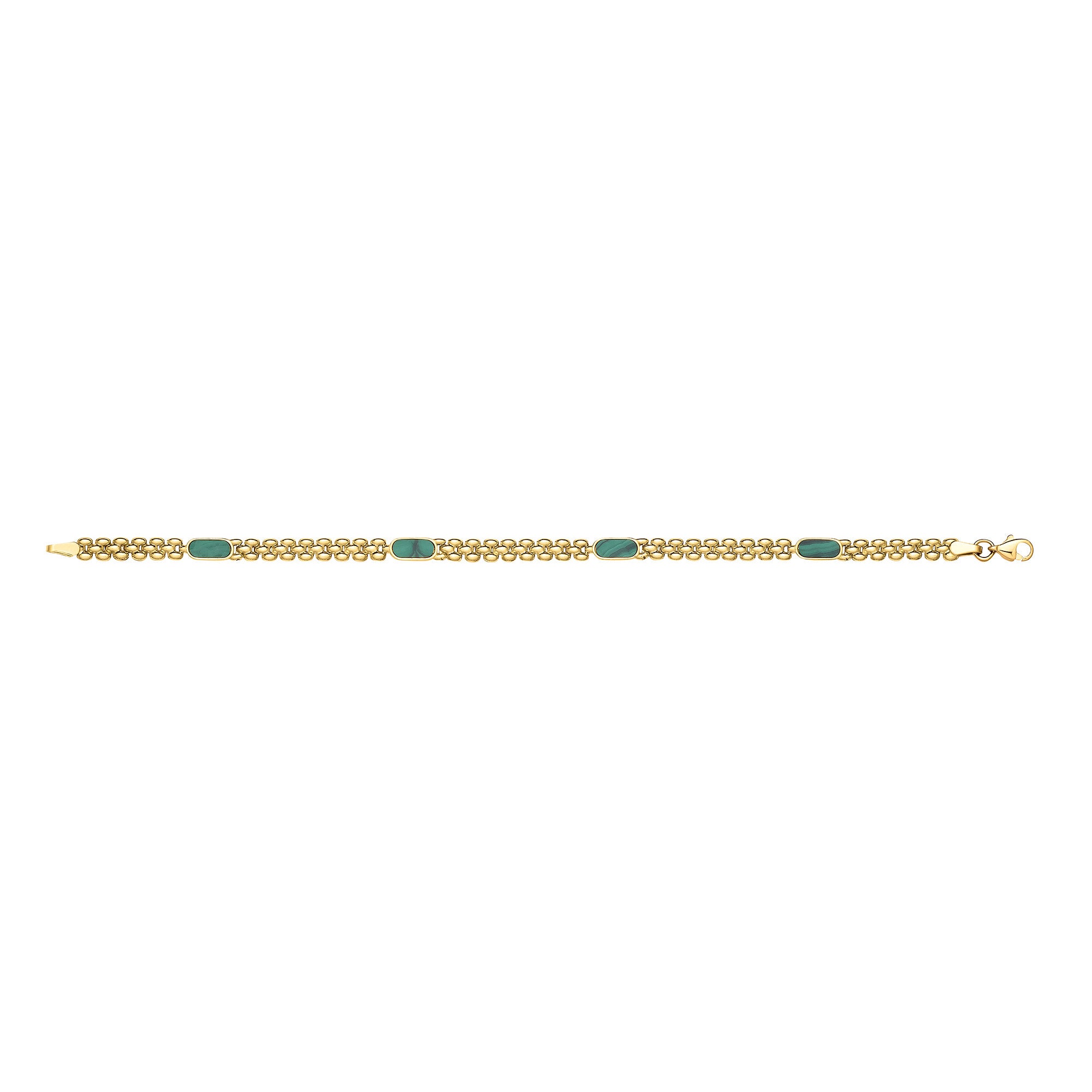 Yellow Gold Green MLCH Panther Link Ladies Bracelet