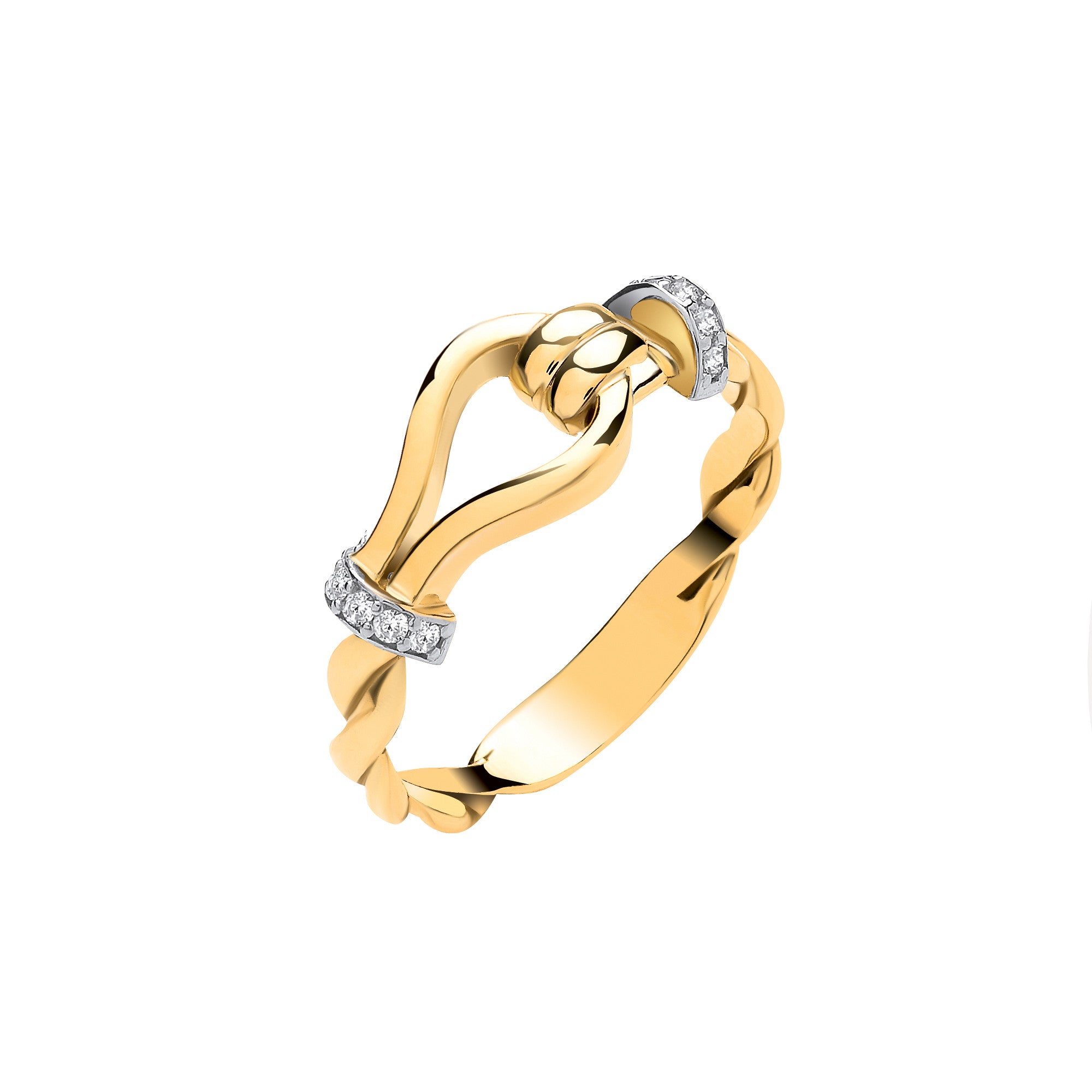 Yellow Gold Plain Hook with Twist Band Ladies Ring