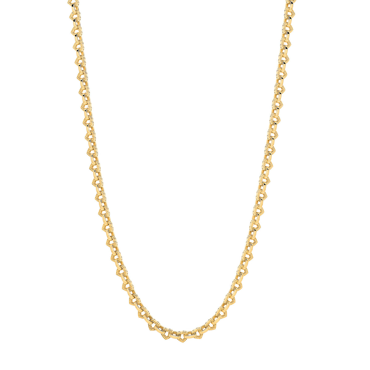 Yellow Gold Heart 6.4mm Link Belcher Bracelet/Chain