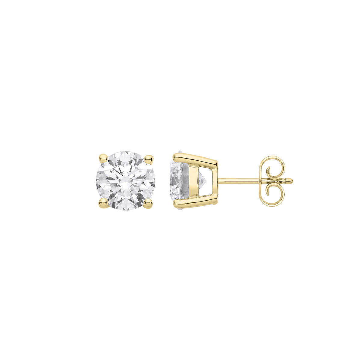 9ct Yellow Gold Solitaire 3.00ctw LAB GROWN Diamond Earrings IGI Certified
