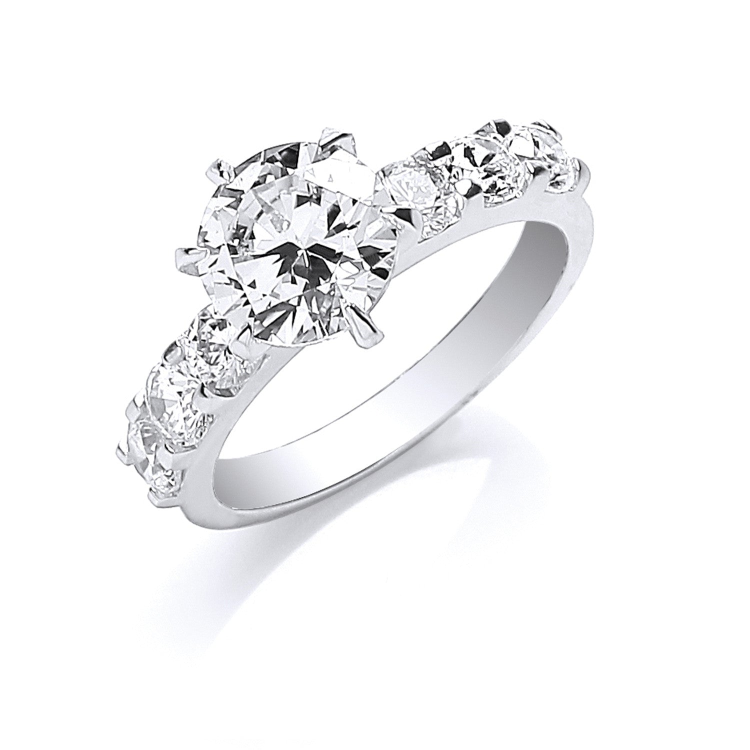 Silver Fancy Round Brilliant Centre Cubic Zirconia Ring - Silver