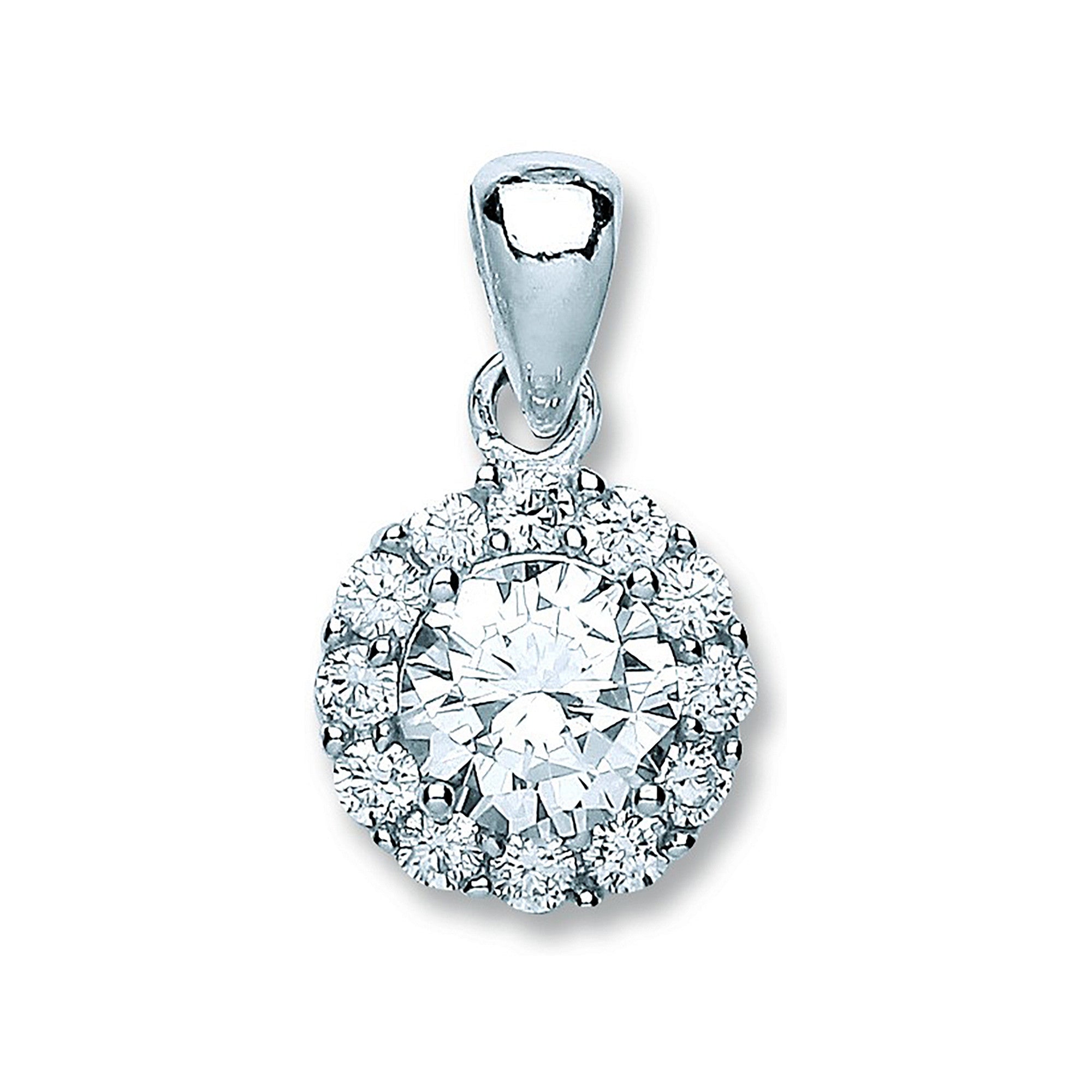 Silver Round Cubic Zirconia Pendant - Silver