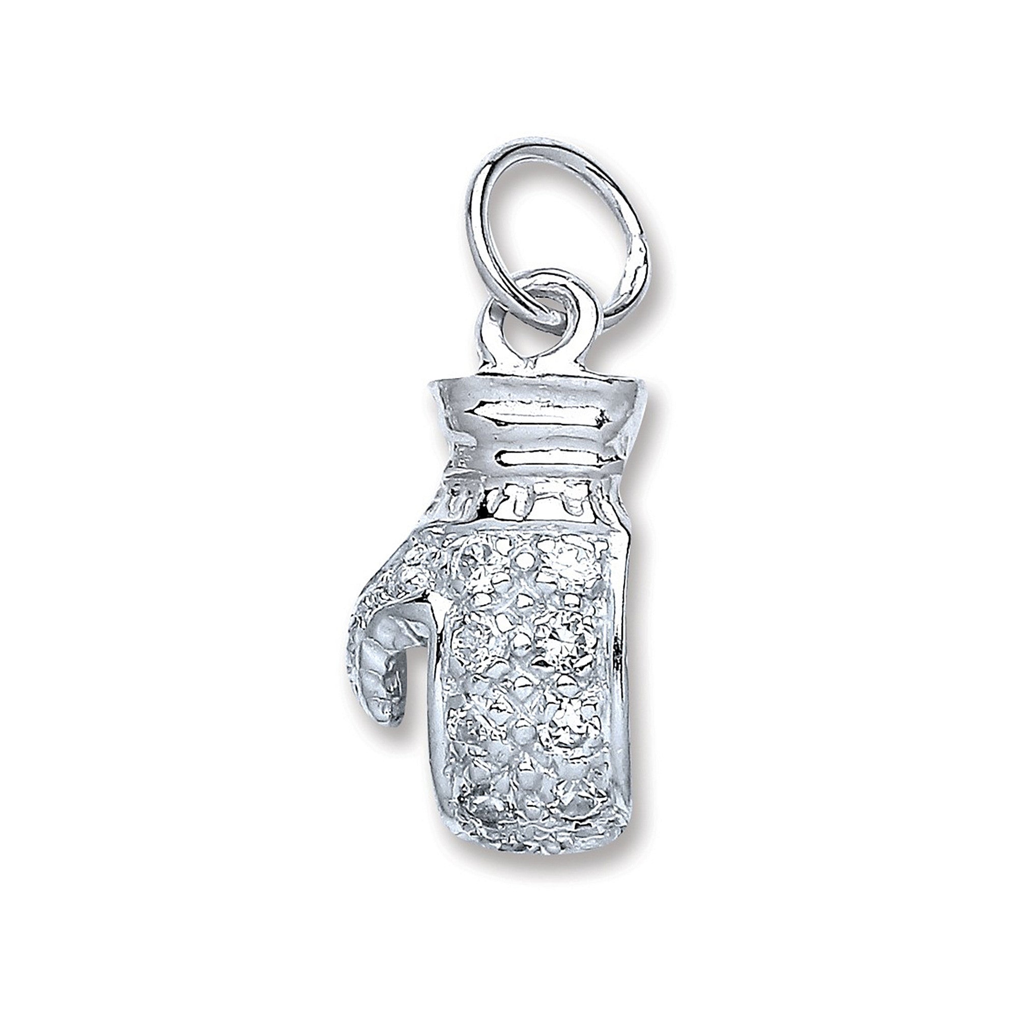 Silver Boxing Glove Cubic Zirconia Pendant - Silver