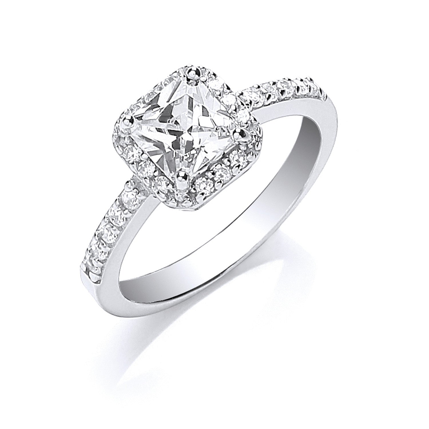 Silver Square Cubic Zirconia Ring - Silver