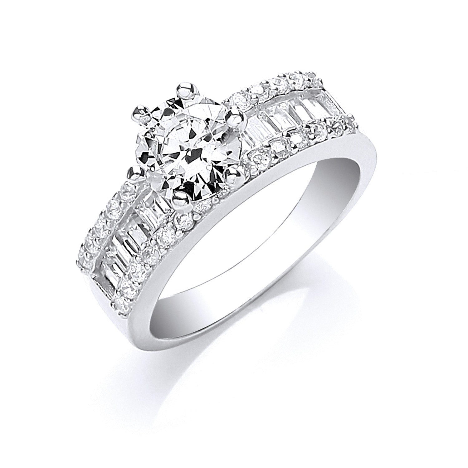 Silver Half ET with Cubic Zirconia in the Centre Ring - Silver