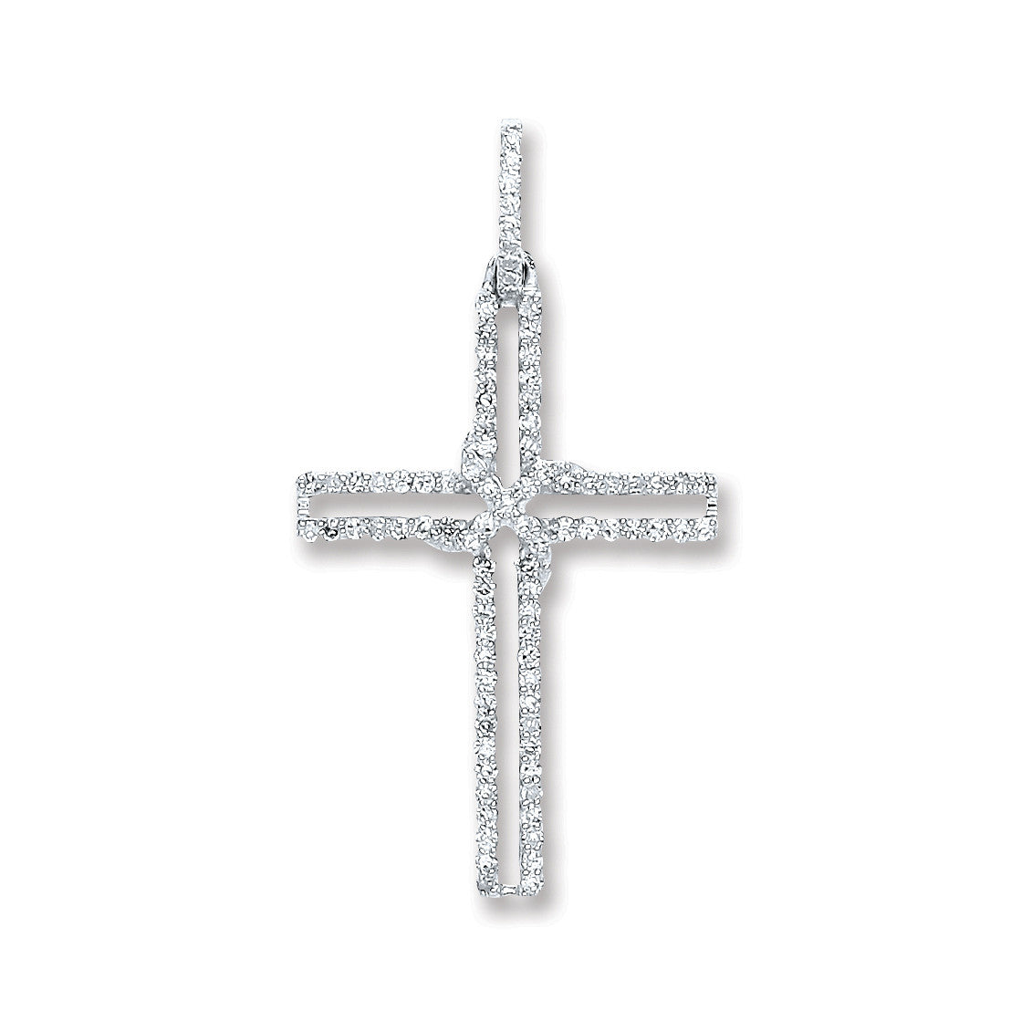 9ct White Gold 0.25ct Diamond Cross Pendant - 9ct Gold