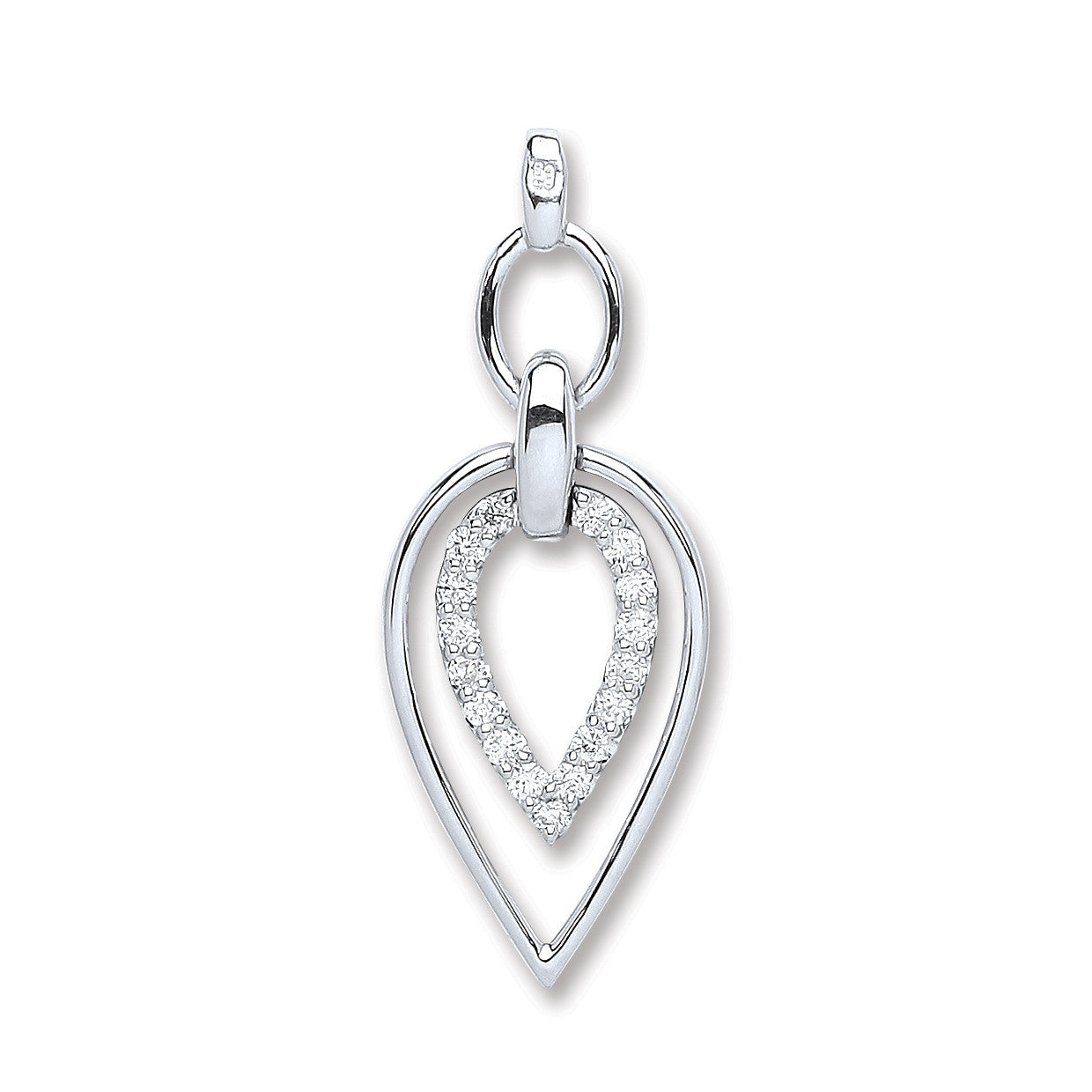 9ct White Gold 0.25ct Diamond Drop Pendant - 9ct Gold