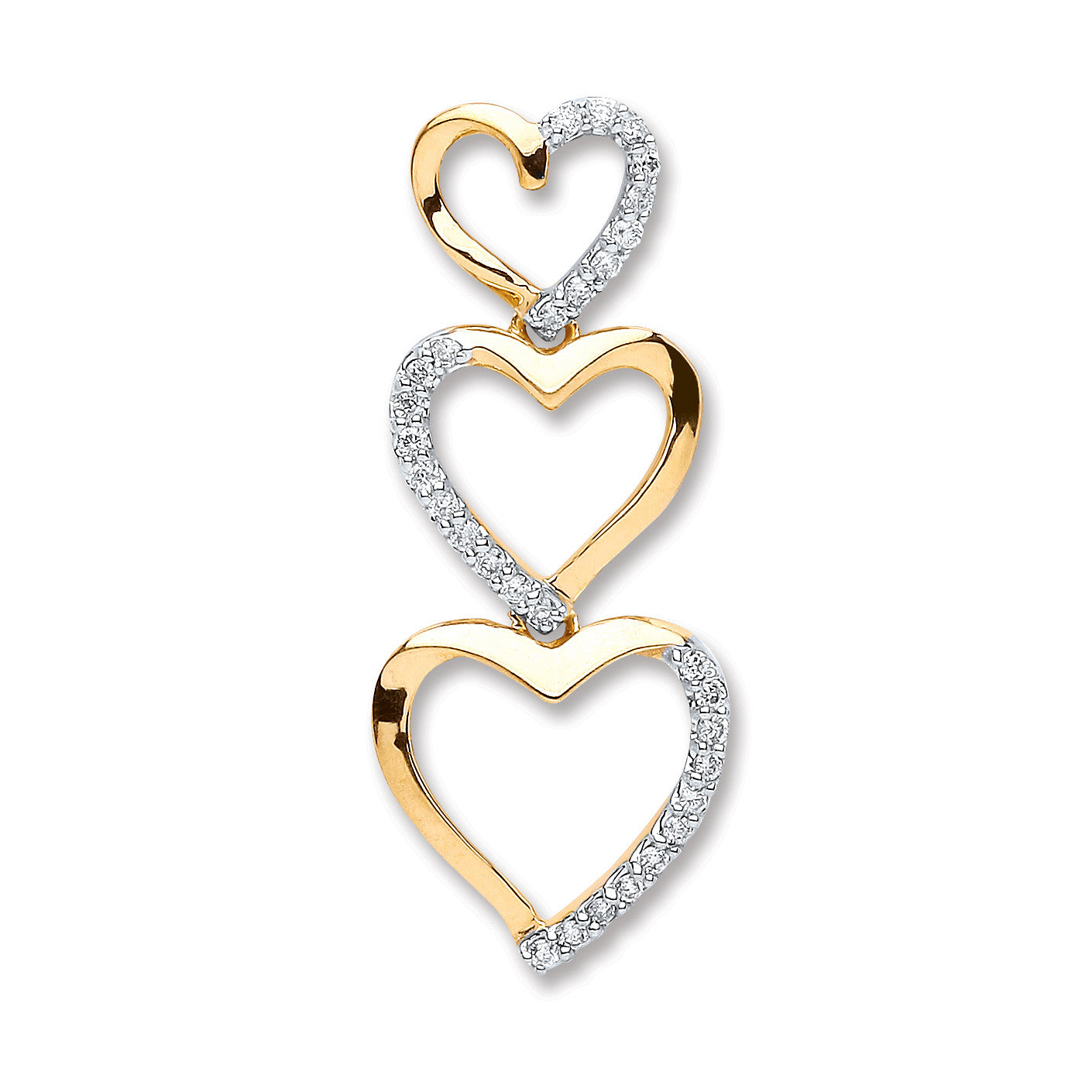9ct Yellow Gold 0.15ct Diamond Heart Pendant - 9ct Gold