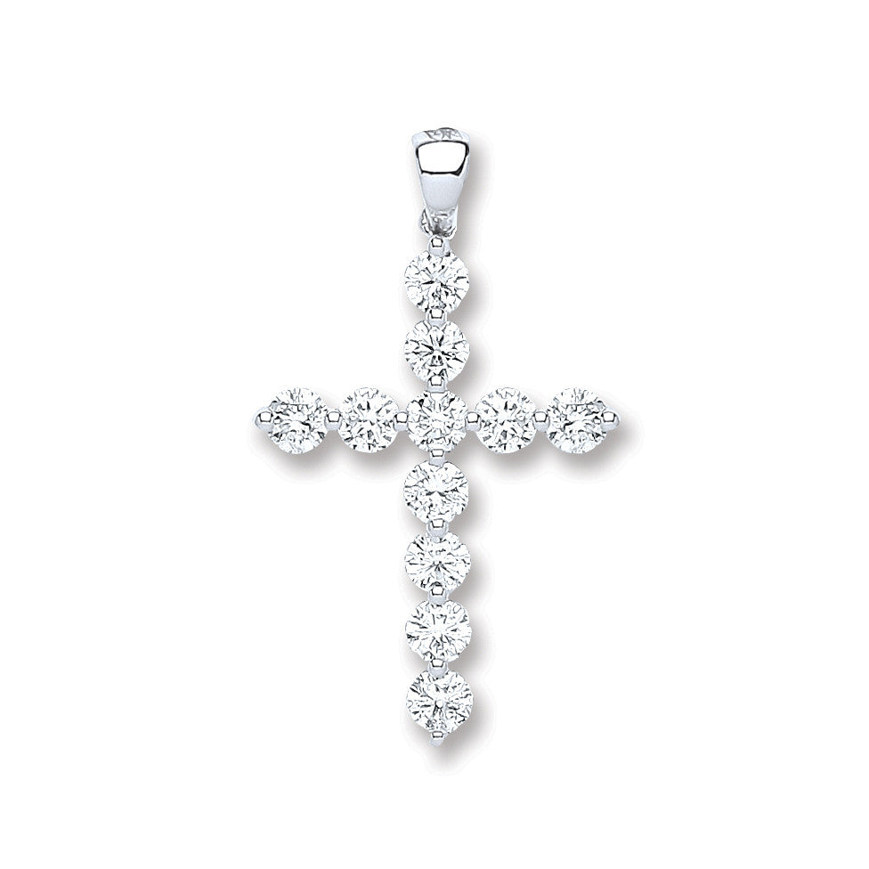 18ct White Gold 0.70ct Diamond Cross Pendant - 18ct Gold
