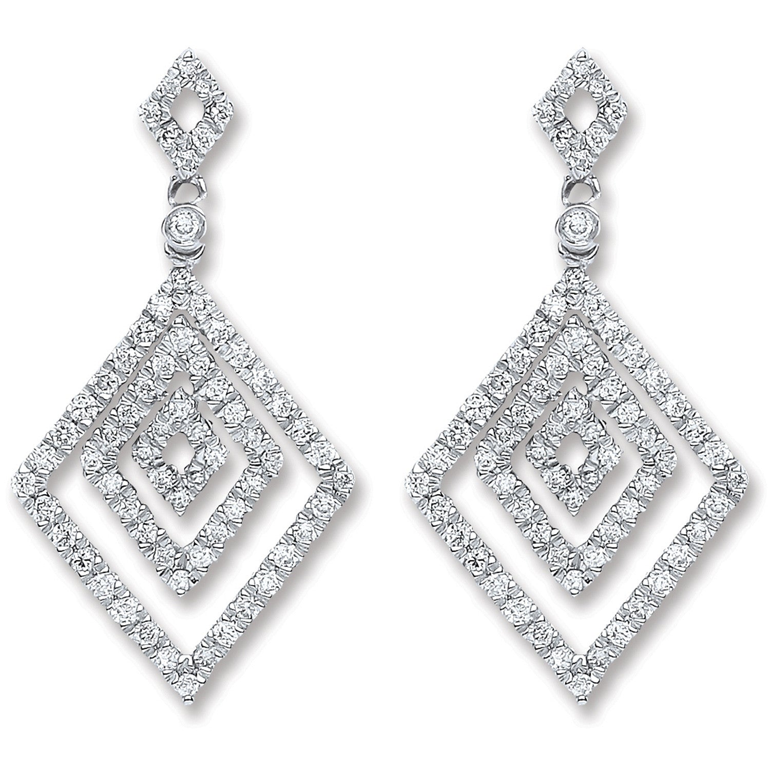 18ct White Gold 0.50ct Dia Drop Earrings - 18ct Gold