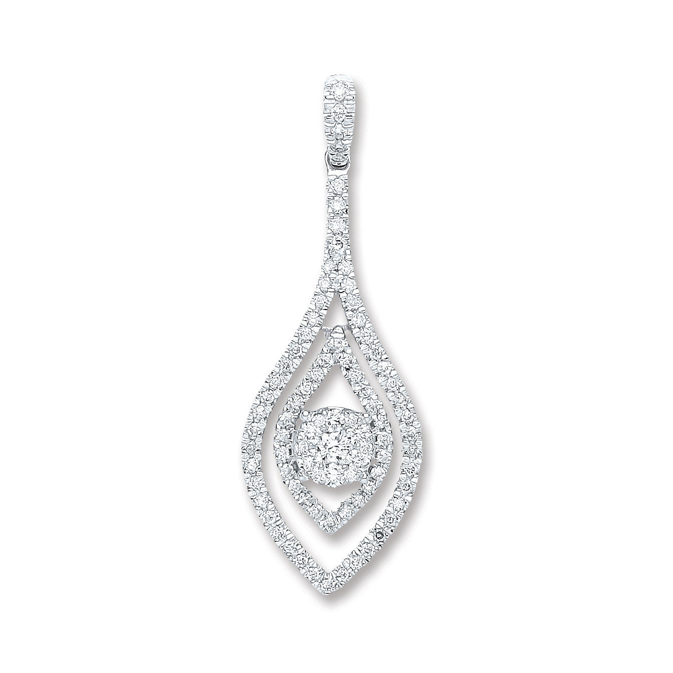 18ct White Gold 0.60ct Diamond Drop Pendant - 18ct Gold