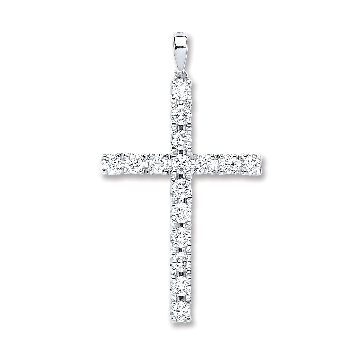 18ct White Gold 1.70ct Diamond Cross Pendant - 18ct Gold