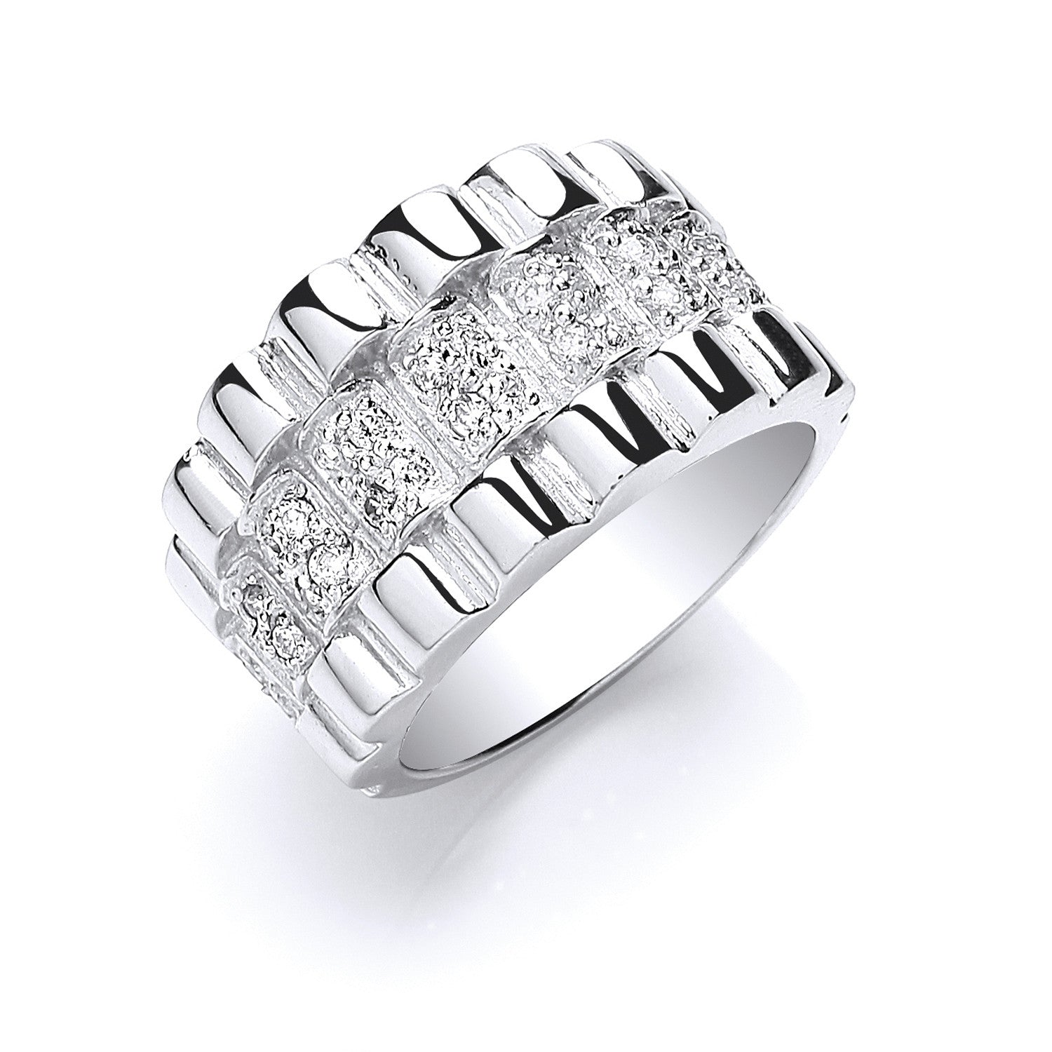 Silver Gents Cubic Zirconia Ring - Silver