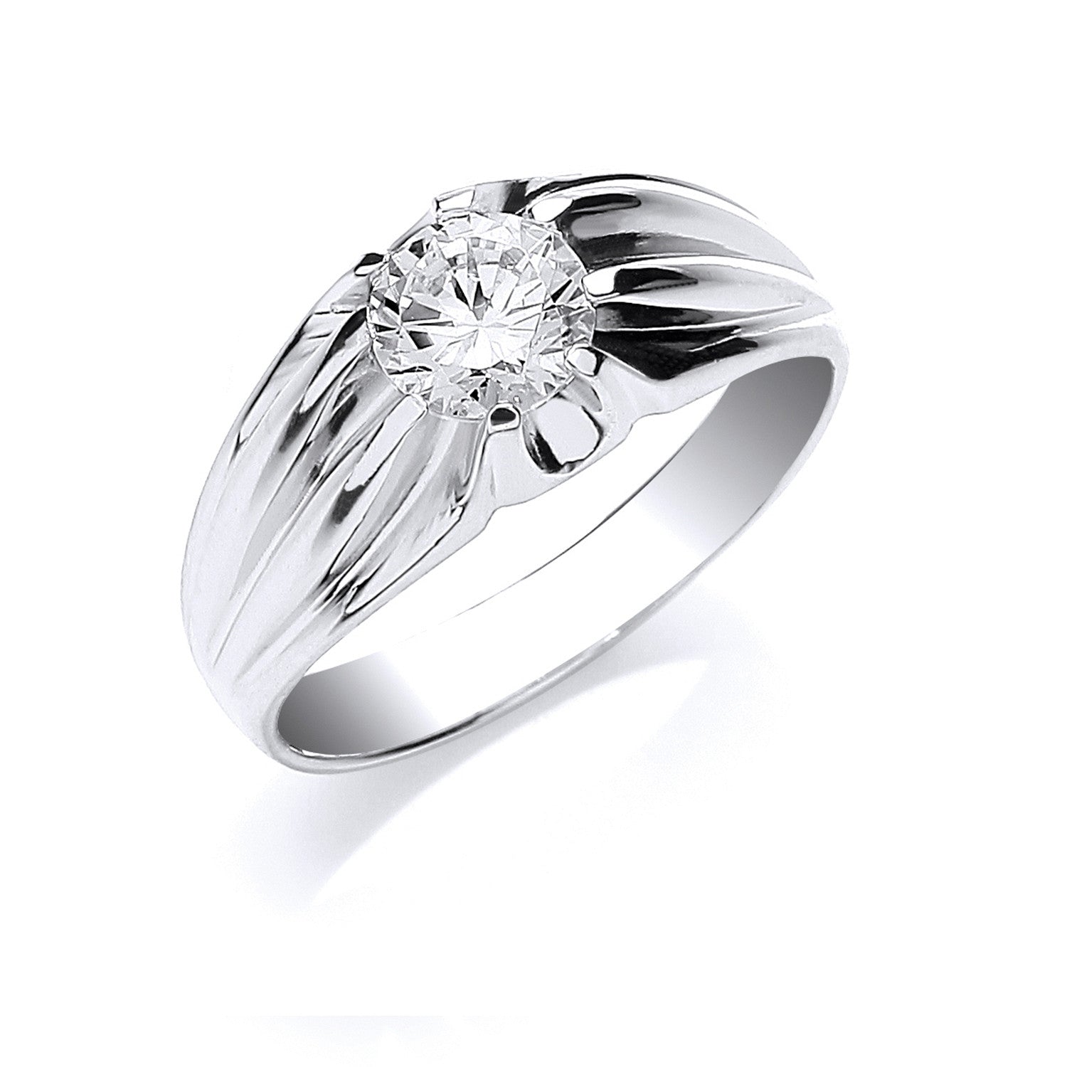 Silver Gents S/S Cubic Zirconia Ring - Silver