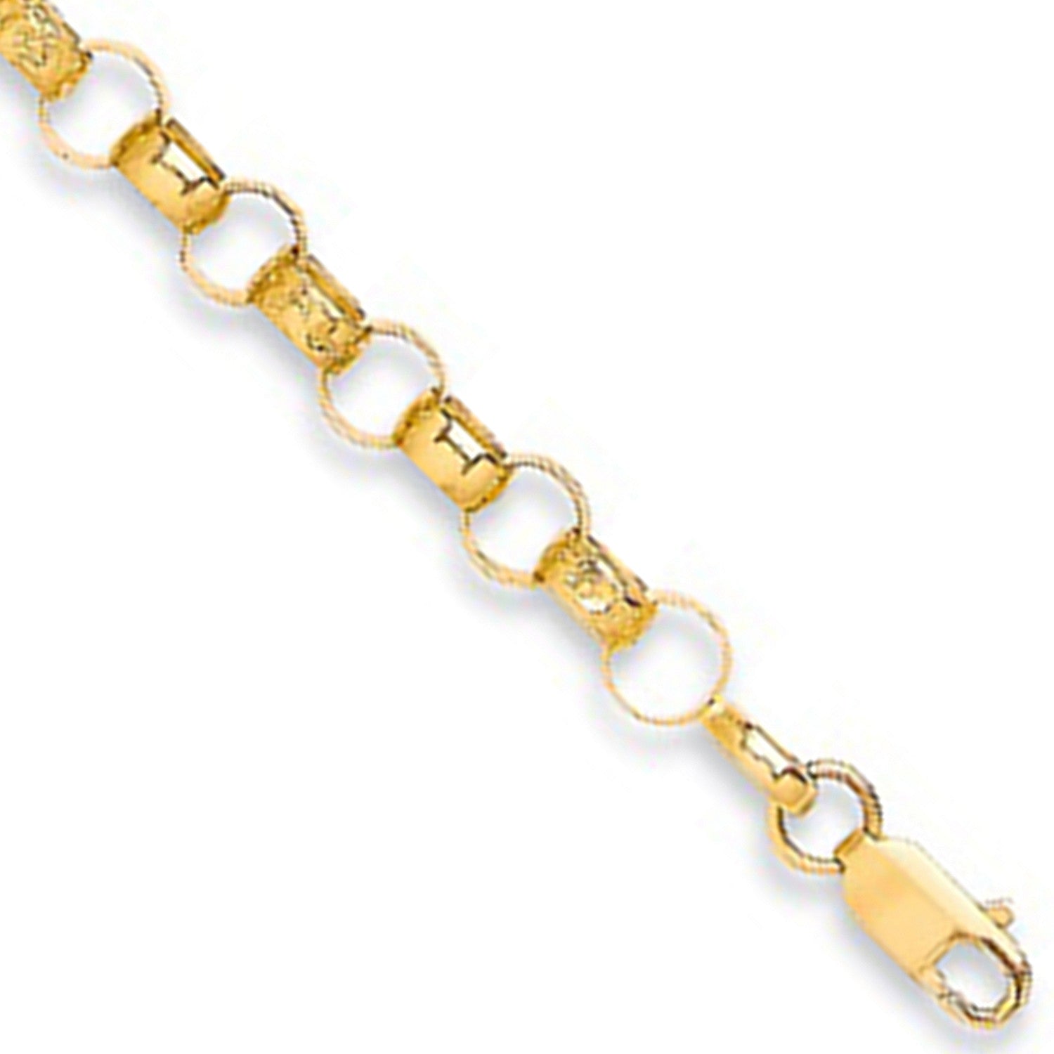 Yellow Gold Plain & Engraved 7mm Round Belcher Chain - 9ct Gold