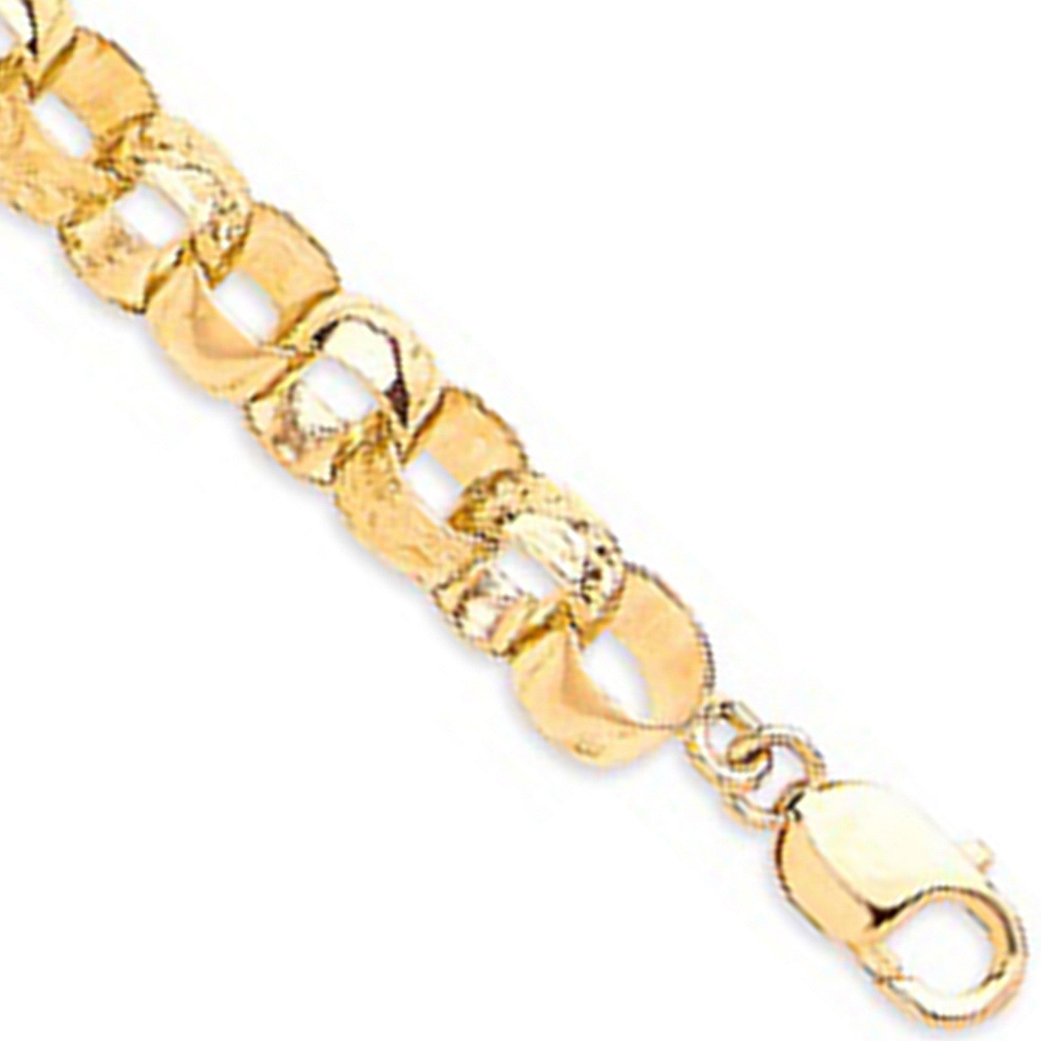 Yellow Gold Plain & Engraved 10mm Round Belcher Chain - 9ct Gold