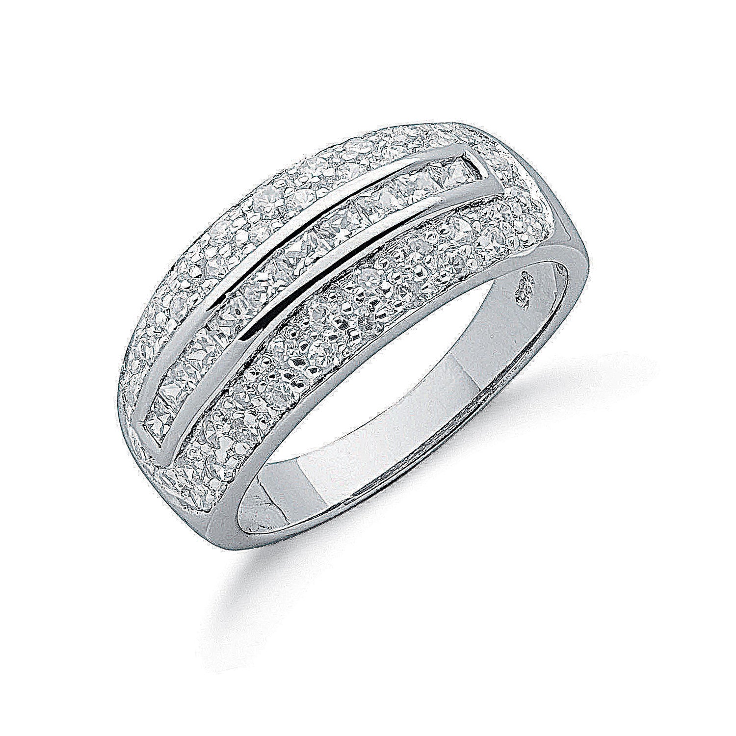 Silver Fancy Cubic Zirconia Bombay Ring - Silver