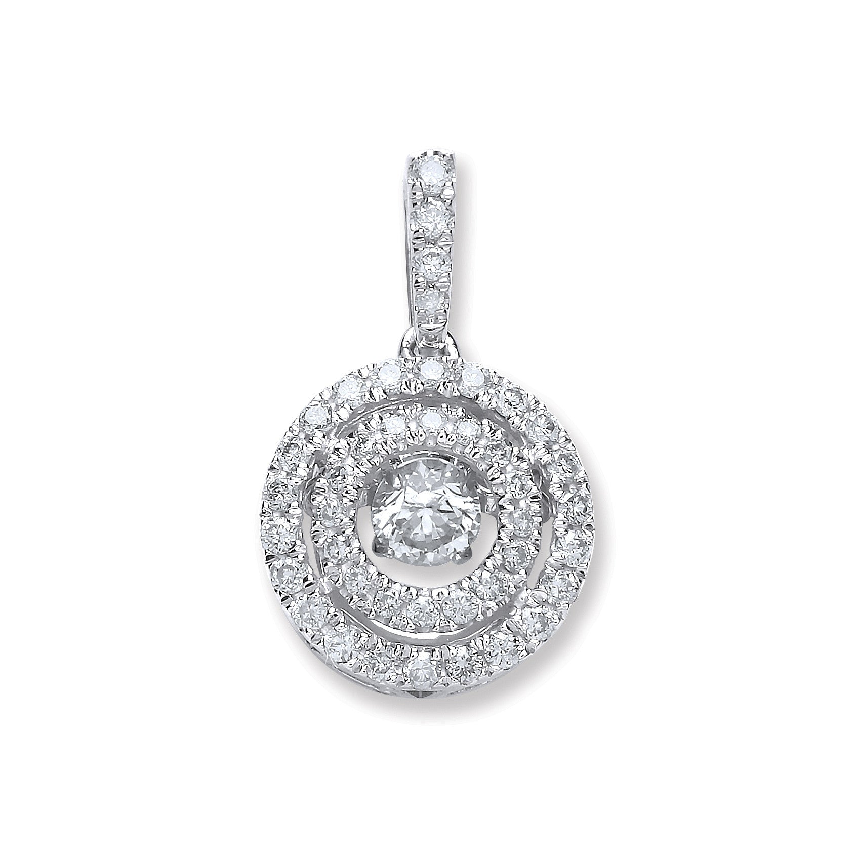 9ct White Gold 0.33ct Dancing Diamond Circle Pendant - 9ct Gold