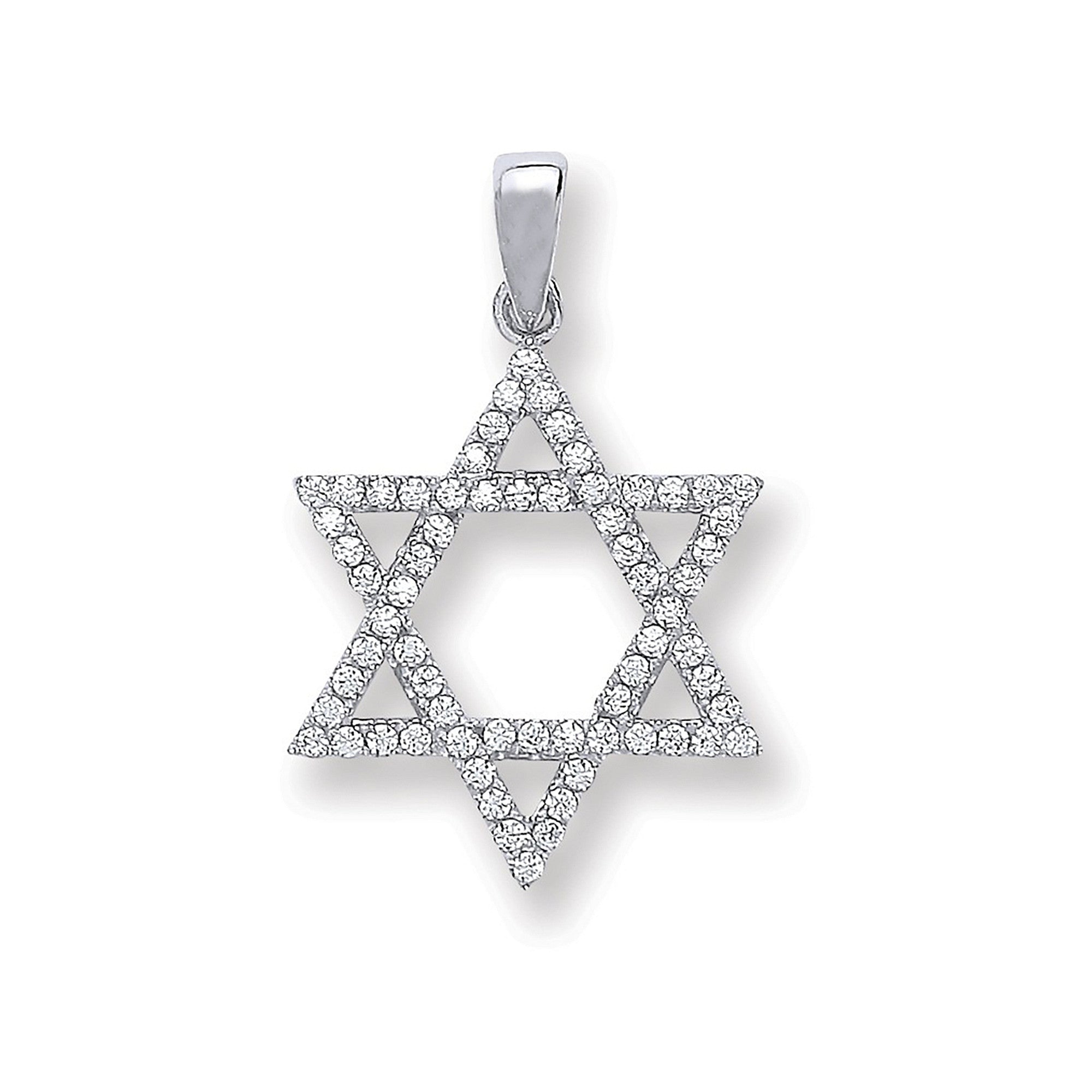 Silver Cubic Zirconia Star Of David Pendant - Silver