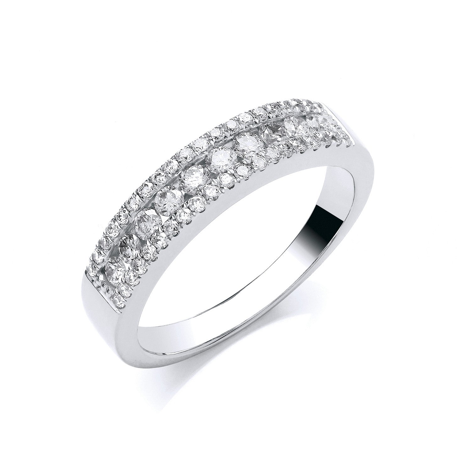 18ct white Gold 0.50ct GH-SI Diamond Half Eternity Ring - 18ct Gold