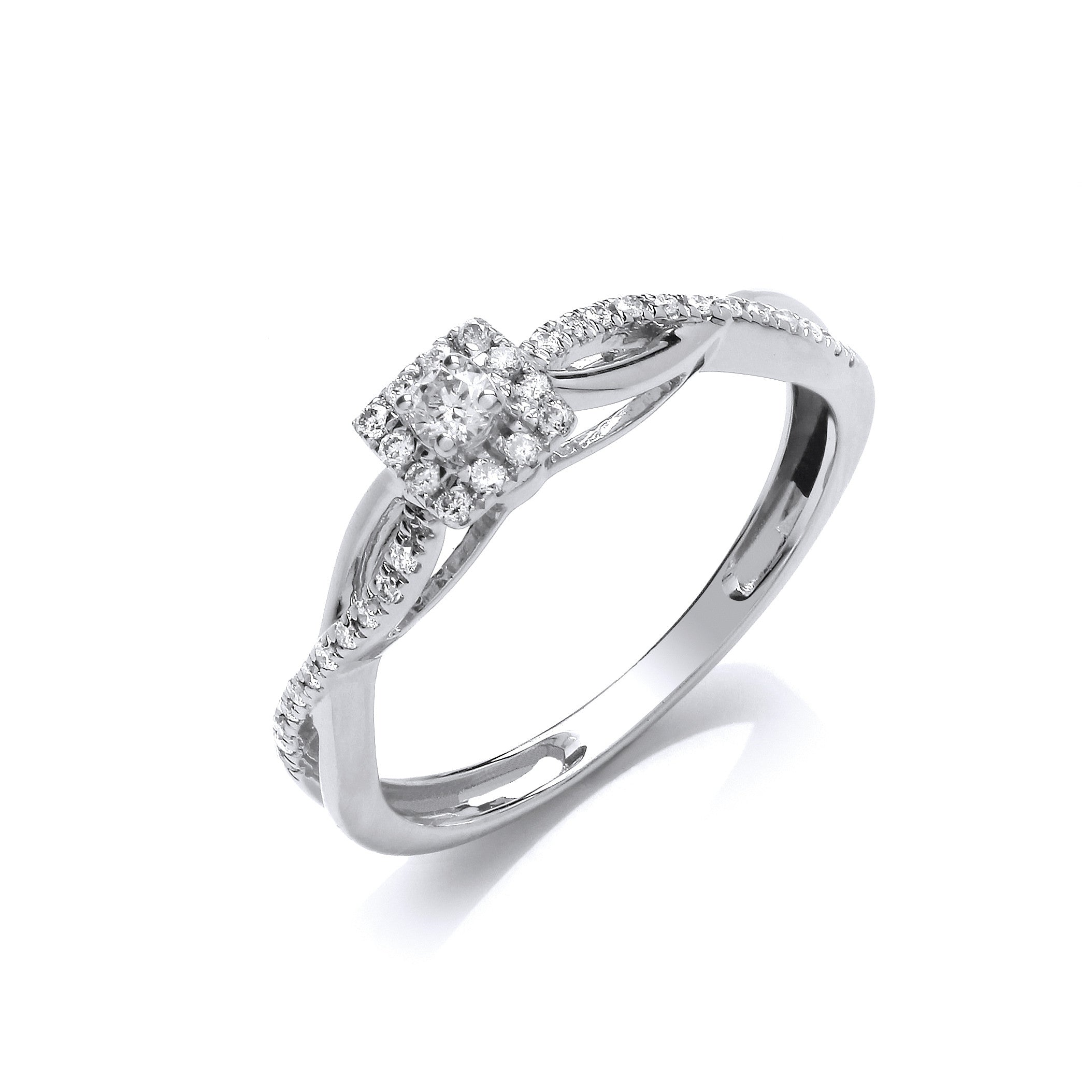 9ct White Gold 0.20ct Diamond Solltaire Style Ring - 9ct Gold