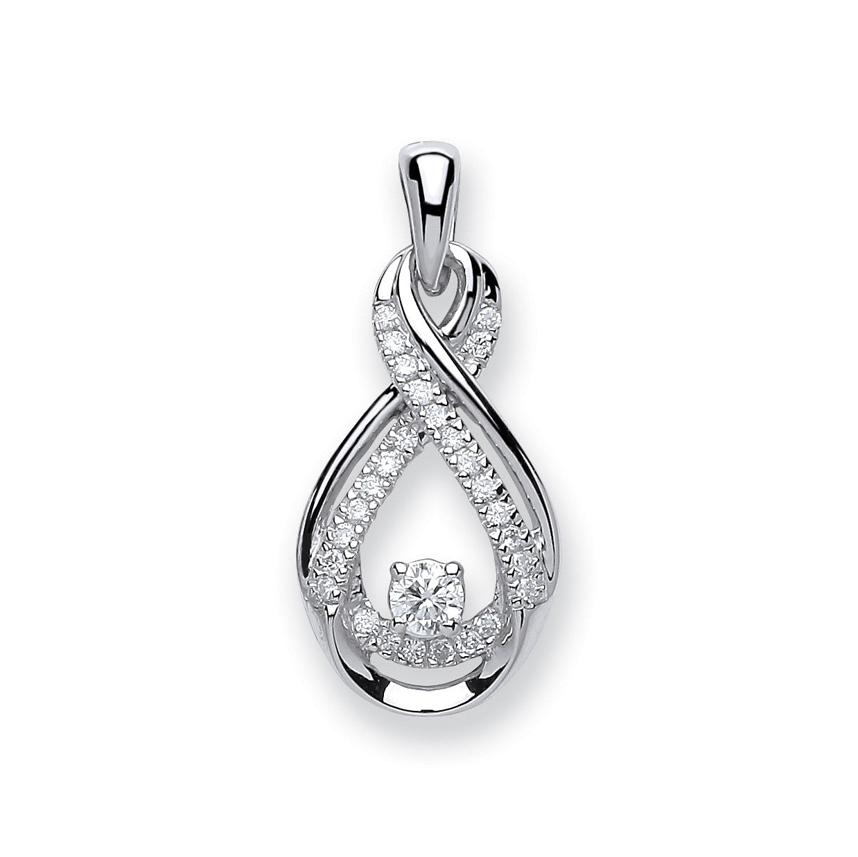 9ct White Gold 0.20ct Diamond Pendant - 9ct Gold