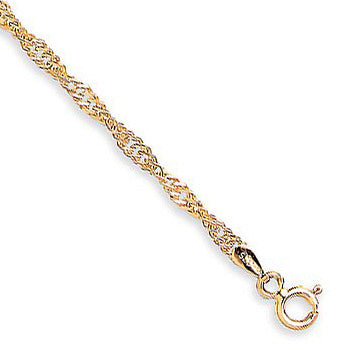 Yellow Gold Hollow Singapore Anklet - 9ct Gold
