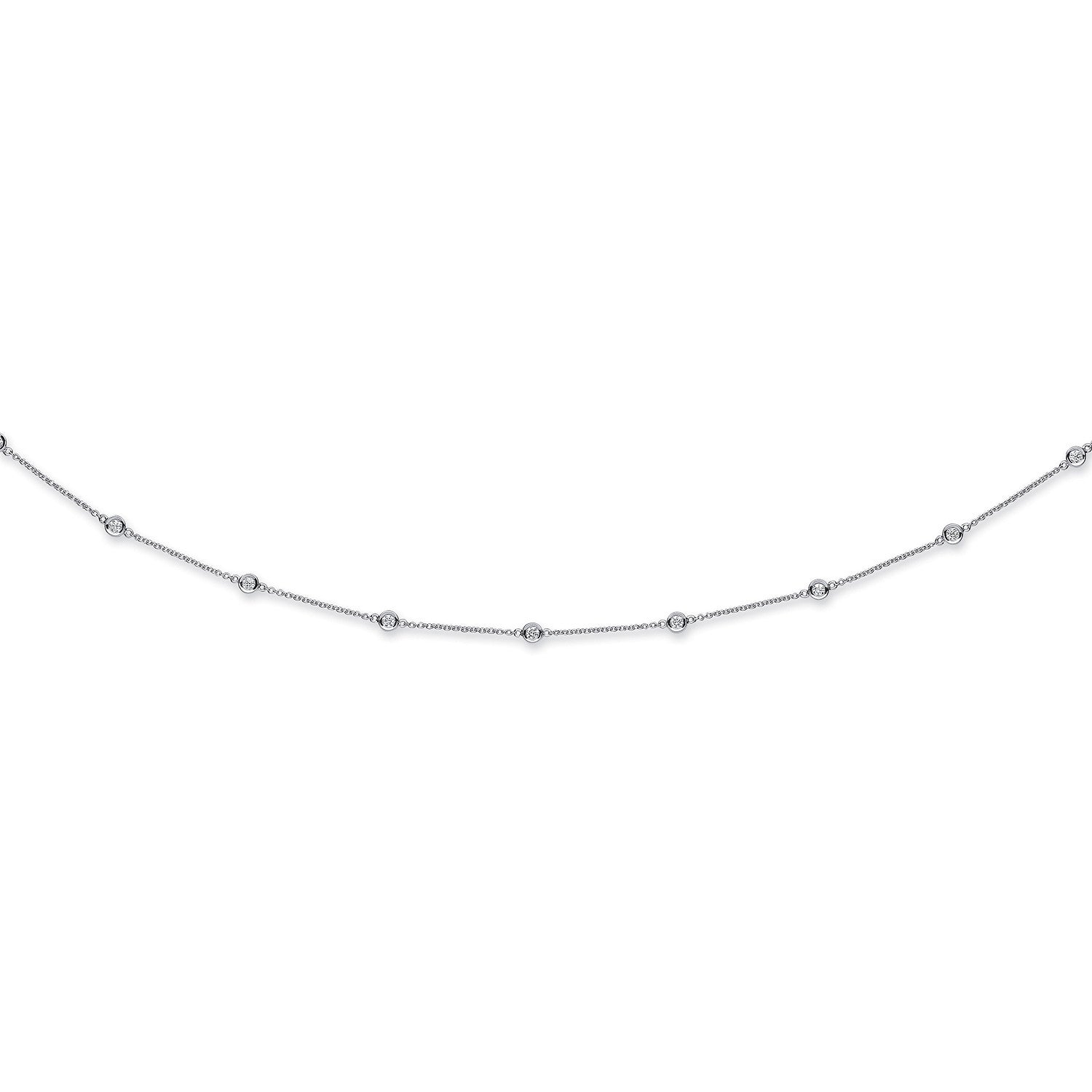 18ct White Gold 1.00ct Diamond by the yard Necklace (18in/45cm) - 18ct Gold