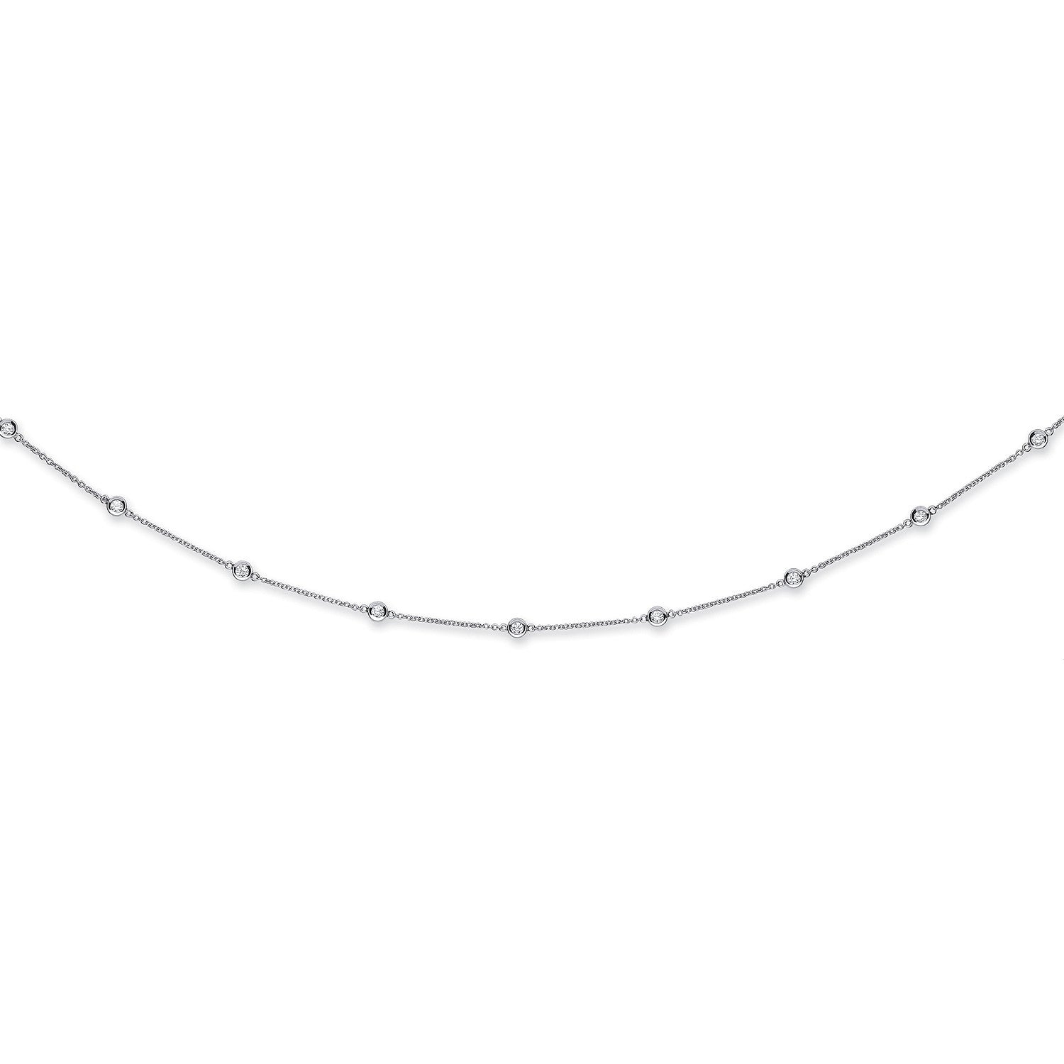 18ct White Gold 2.00ct Diamond by the yard Necklace(36in/91cm) - 18ct Gold