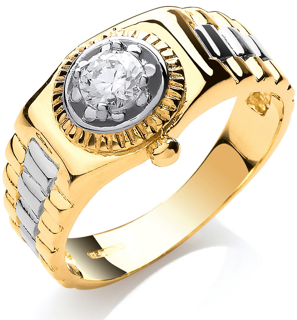 Yellow Gold Gents Cubic Zirconia Ring - 9ct Gold