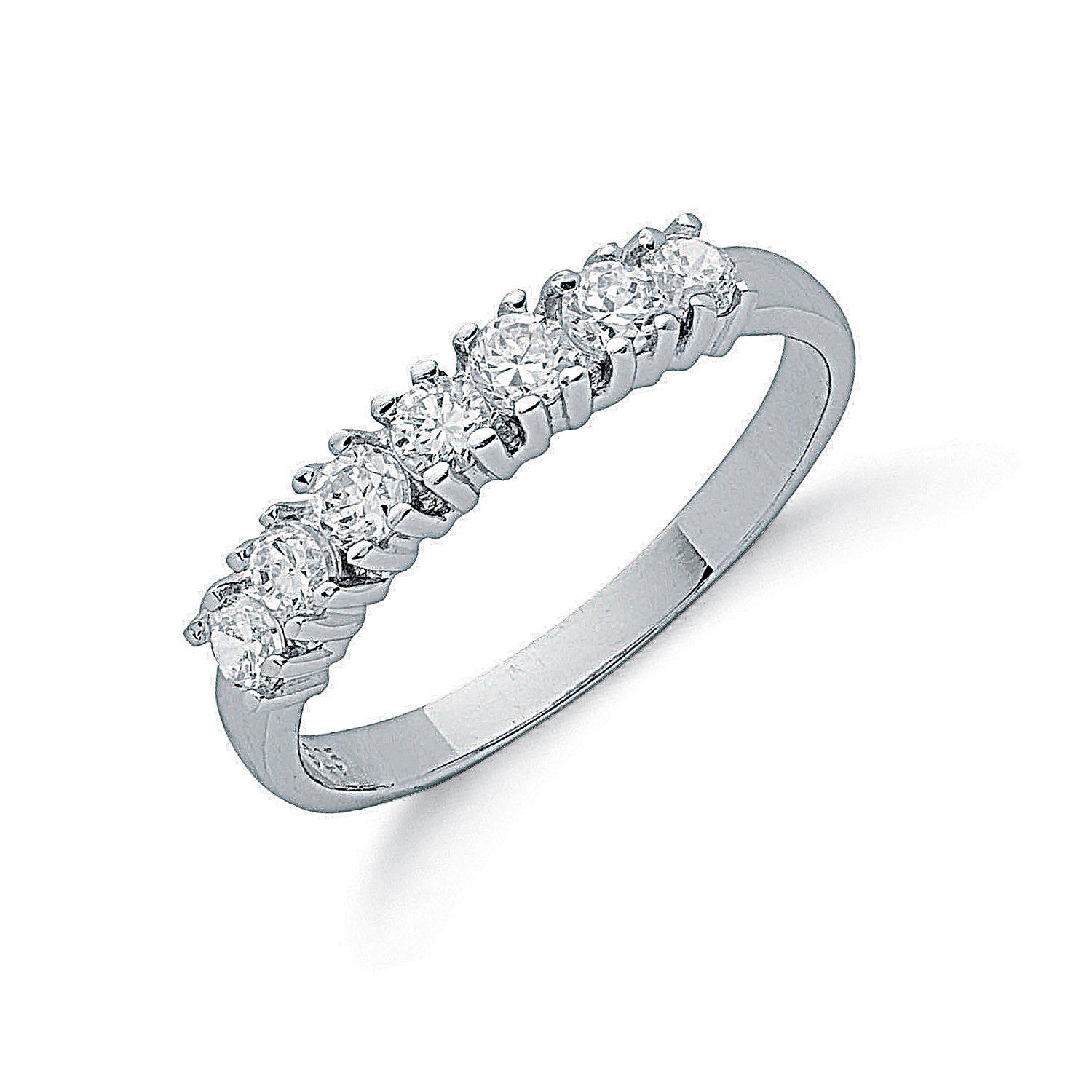 Silver Claw Set Cubic Zirconia Half Eternity Ring - Silver