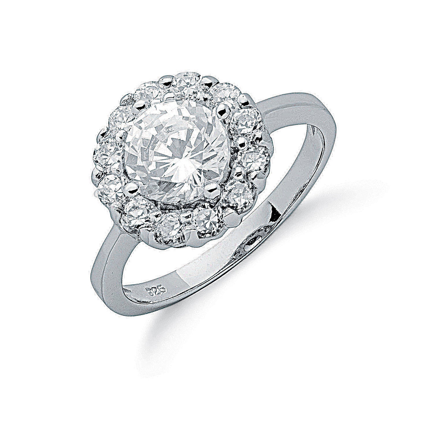 Silver Claw Set Cubic Zirconia Cluster Ring - Silver