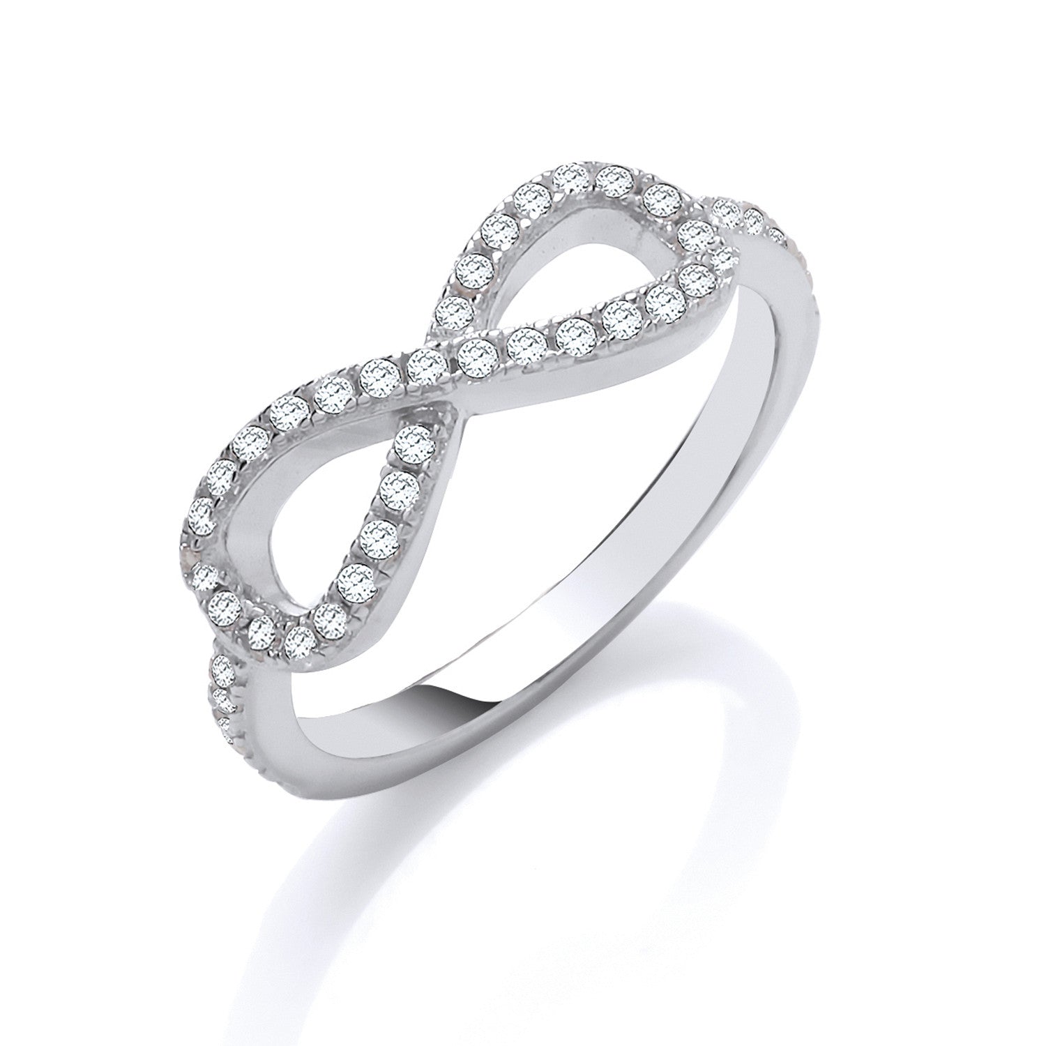 Silver Cubic Zirconia Infinity Symbol Ring - Silver