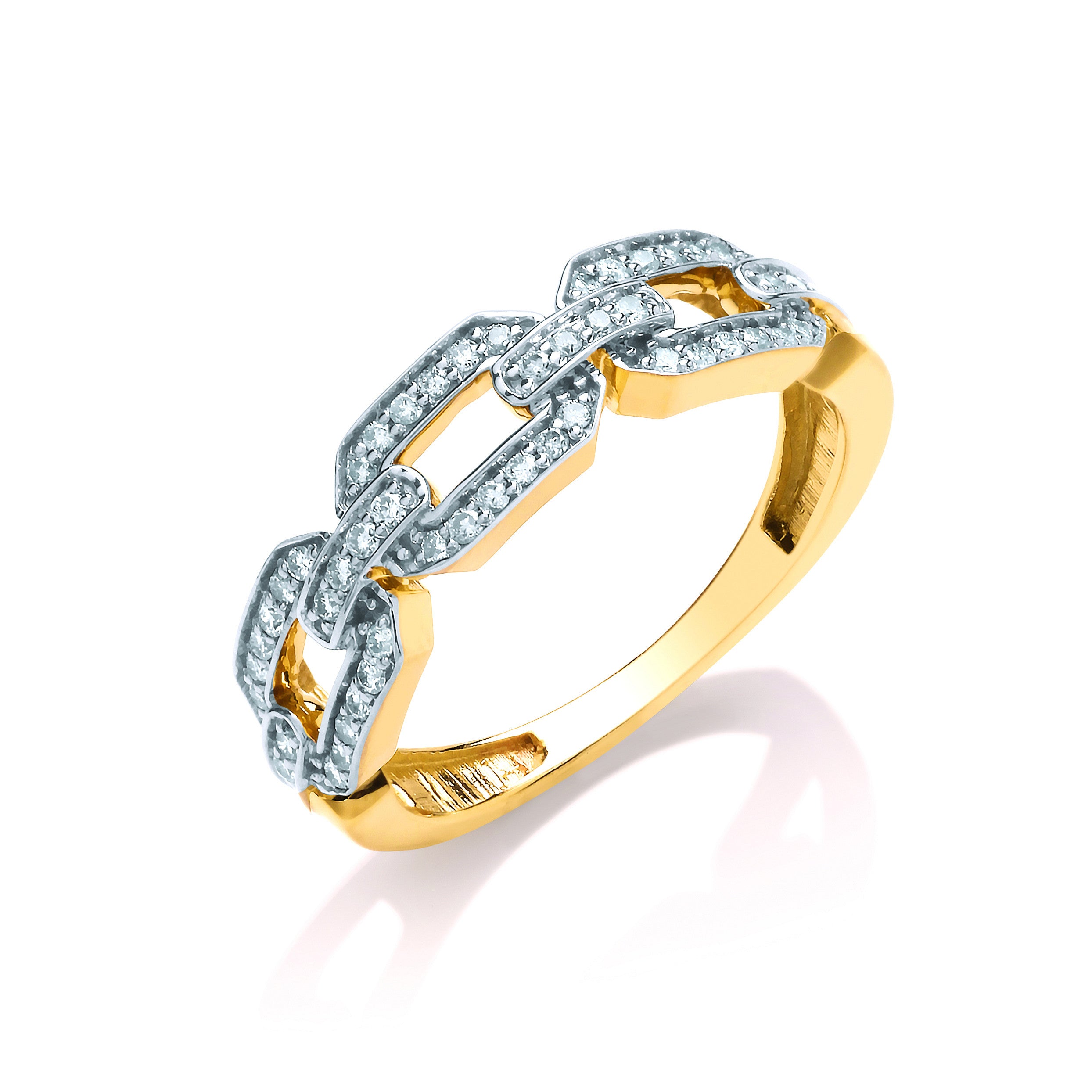 9ct Yellow Gold Chain Design 0.25ctw Diamond Ring - 9ct Gold