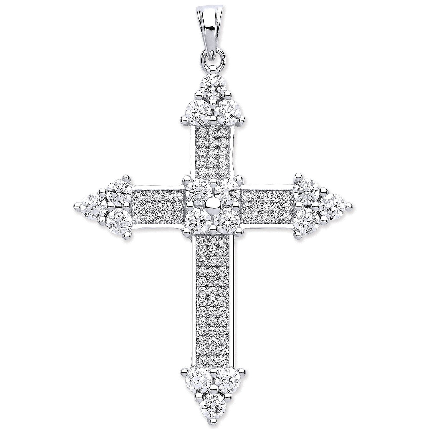 Silver Fancy Cz Cross